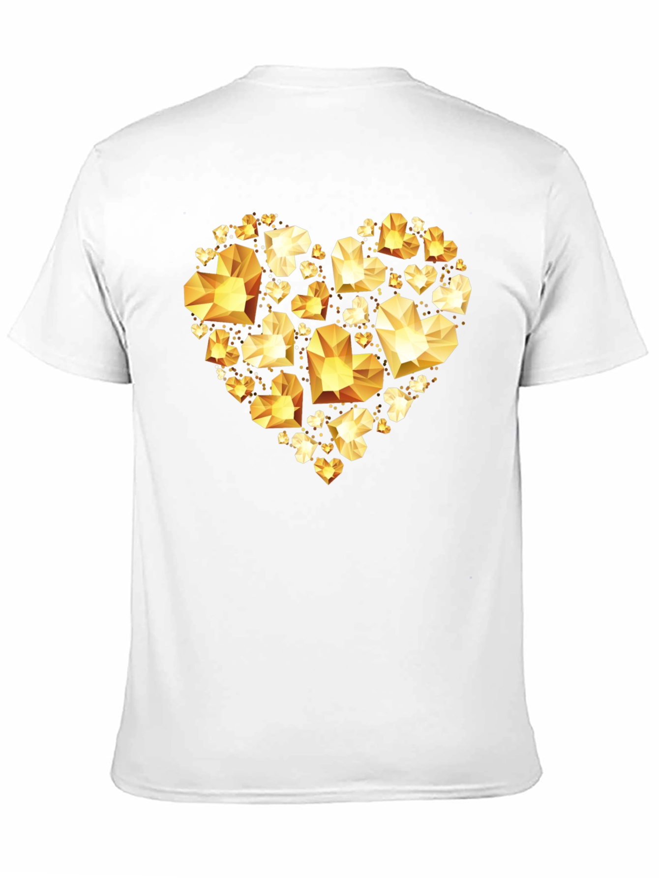 Geometric Gold Heart Graphic Tee - Black Cotton