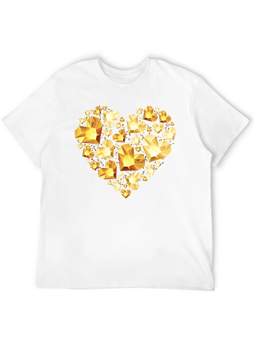 Geometric Gold Heart Graphic Tee - Black Cotton