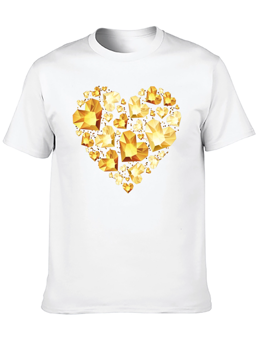 Geometric Gold Heart Graphic Tee - Black Cotton