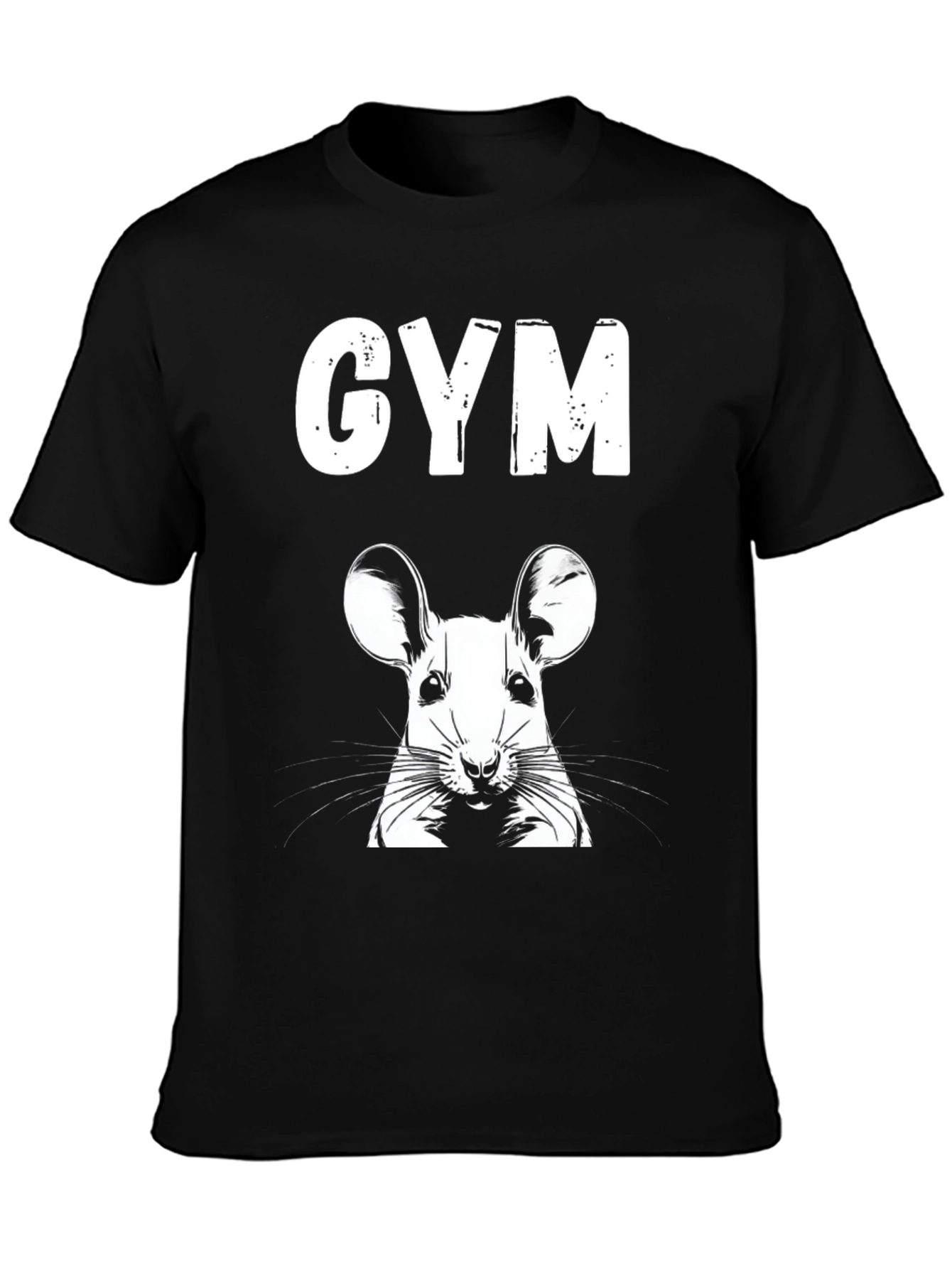 GYM Mouse Graphic Tee - Black Cotton Shirt