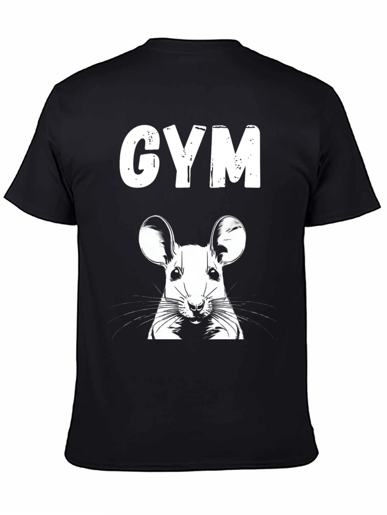 GYM Mouse Graphic Tee - Black Cotton Shirt