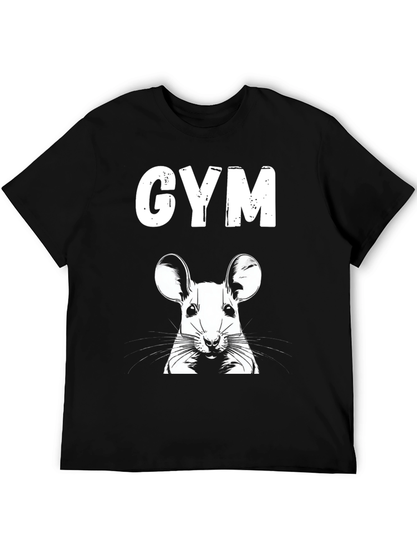 GYM Mouse Graphic Tee - Black Cotton Shirt