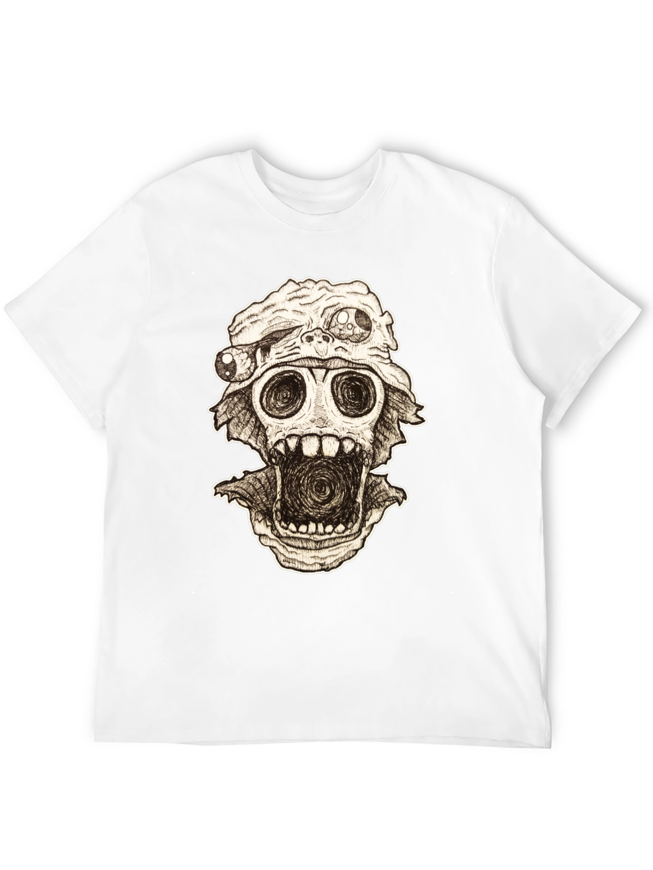 Distorted Horror Skull Graphic Black T-Shirt