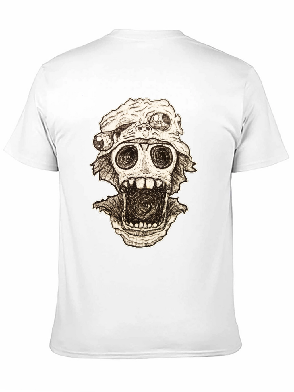 Distorted Horror Skull Graphic Black T-Shirt