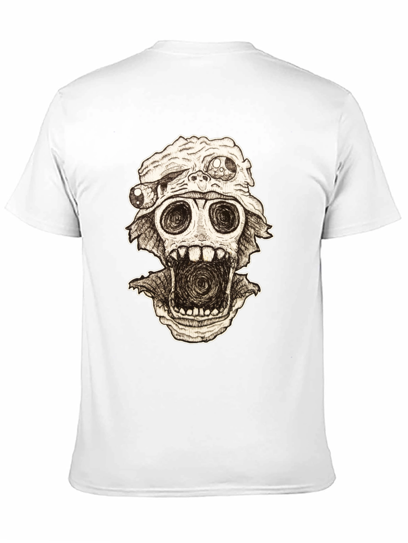 Distorted Horror Skull Graphic Black T-Shirt