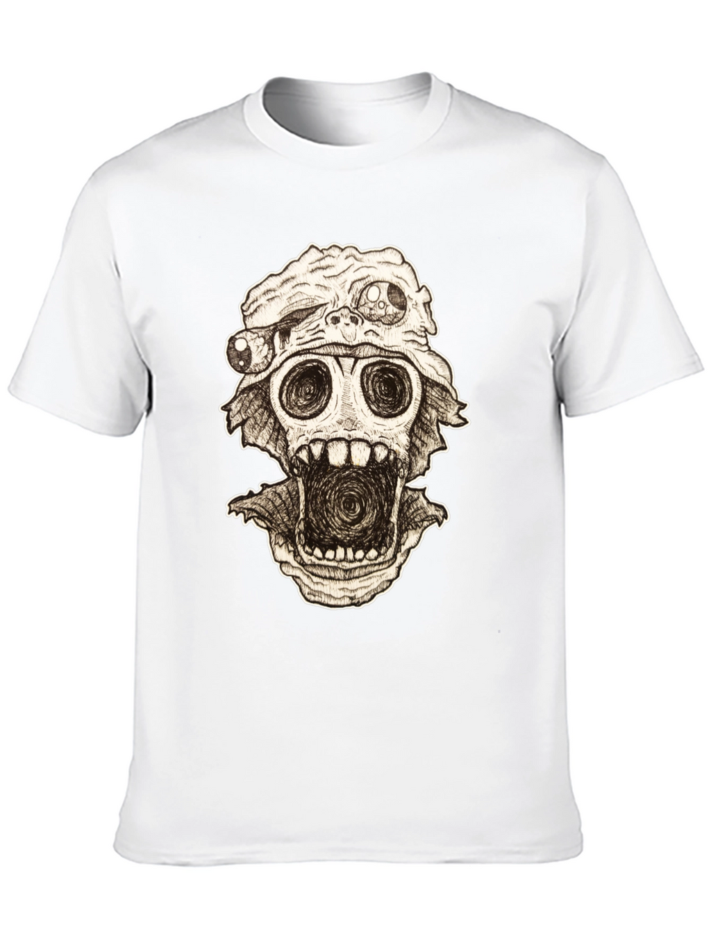 Distorted Horror Skull Graphic Black T-Shirt