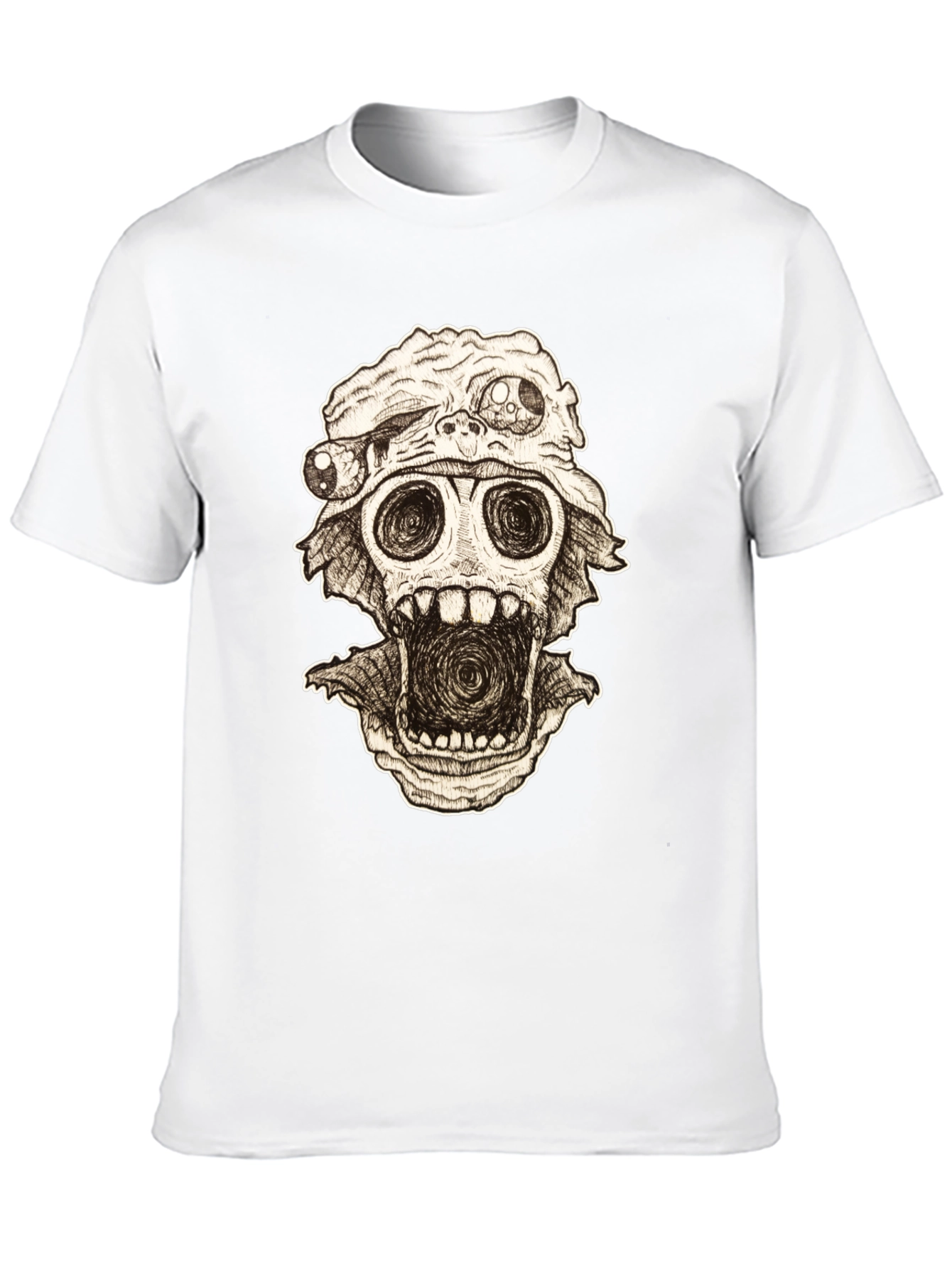 Distorted Horror Skull Graphic Black T-Shirt