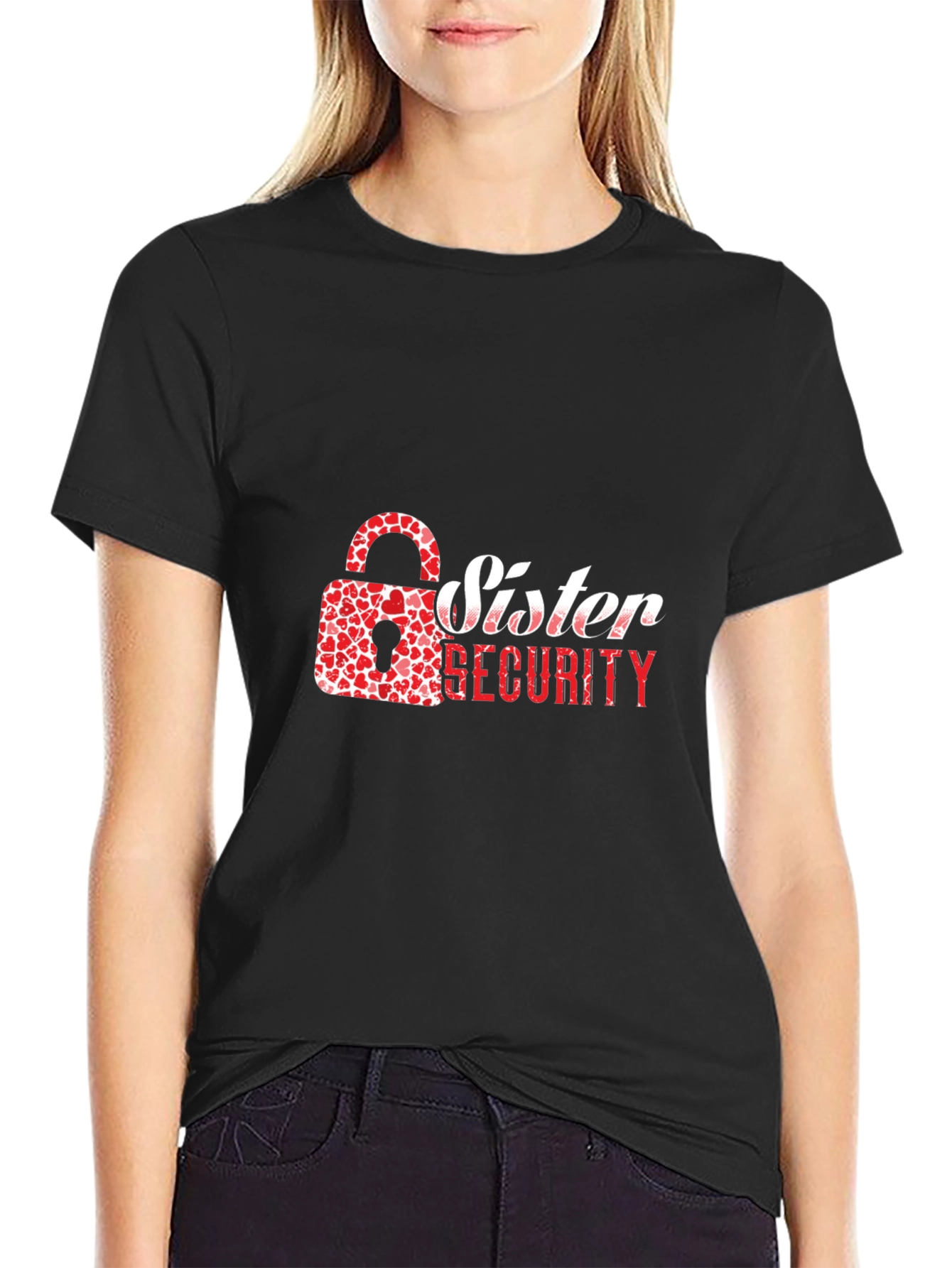 Sister Security Graphic Tee - Heart Lock