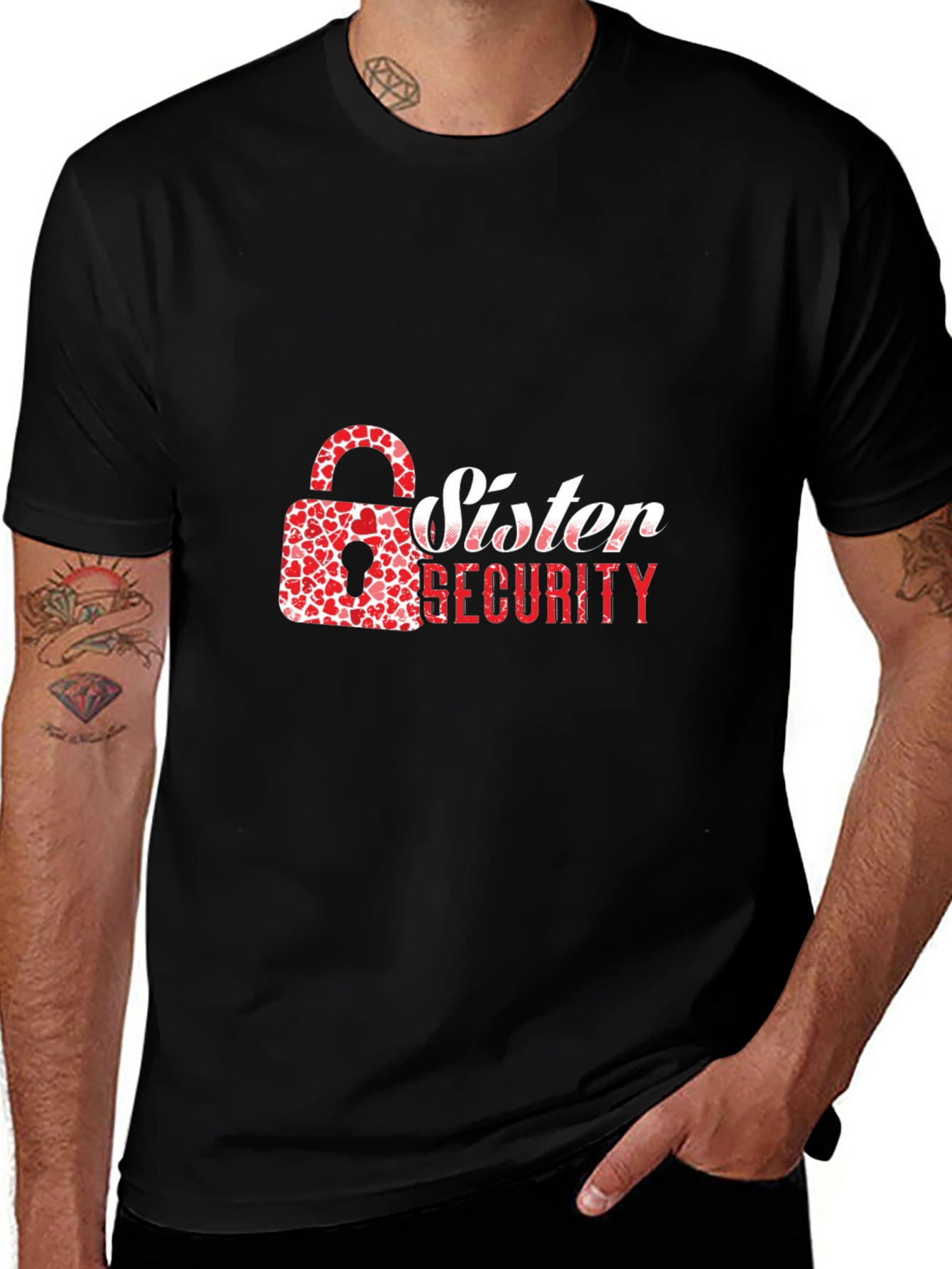 Sister Security Graphic Tee - Heart Lock