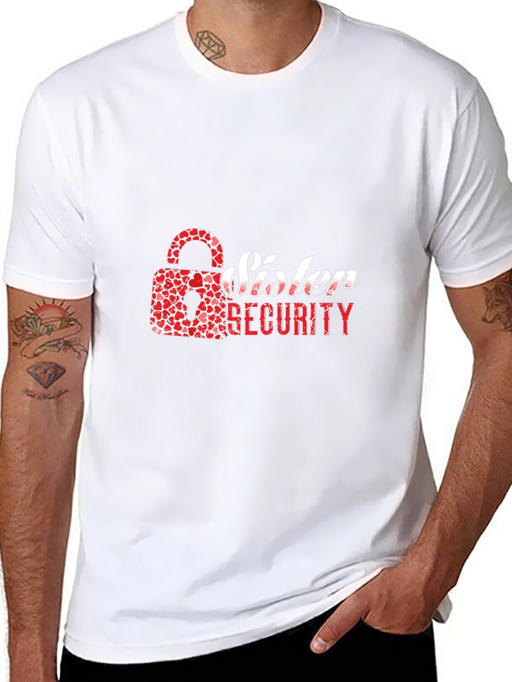 Sister Security Graphic Tee - Heart Lock