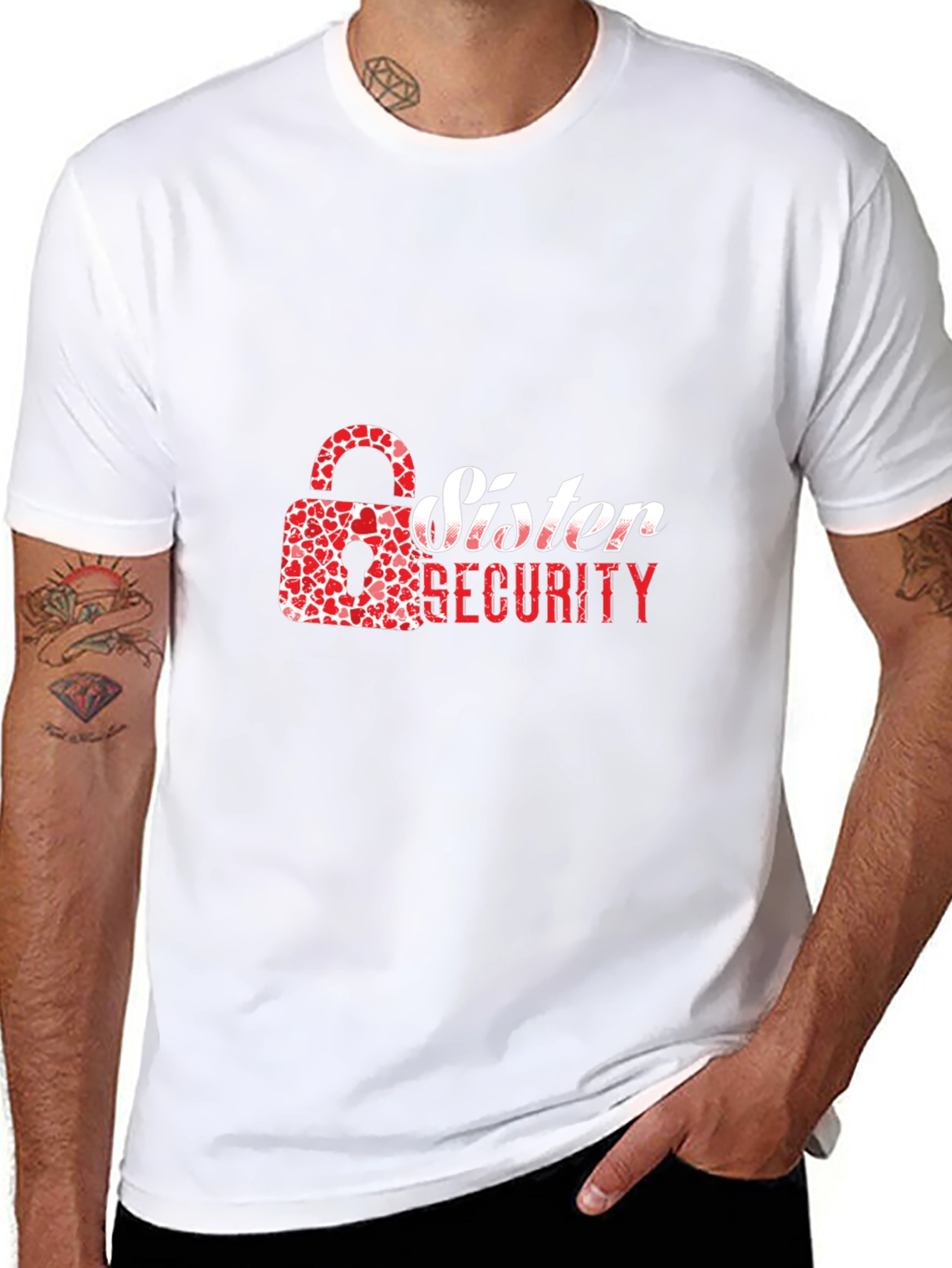 Sister Security Graphic Tee - Heart Lock