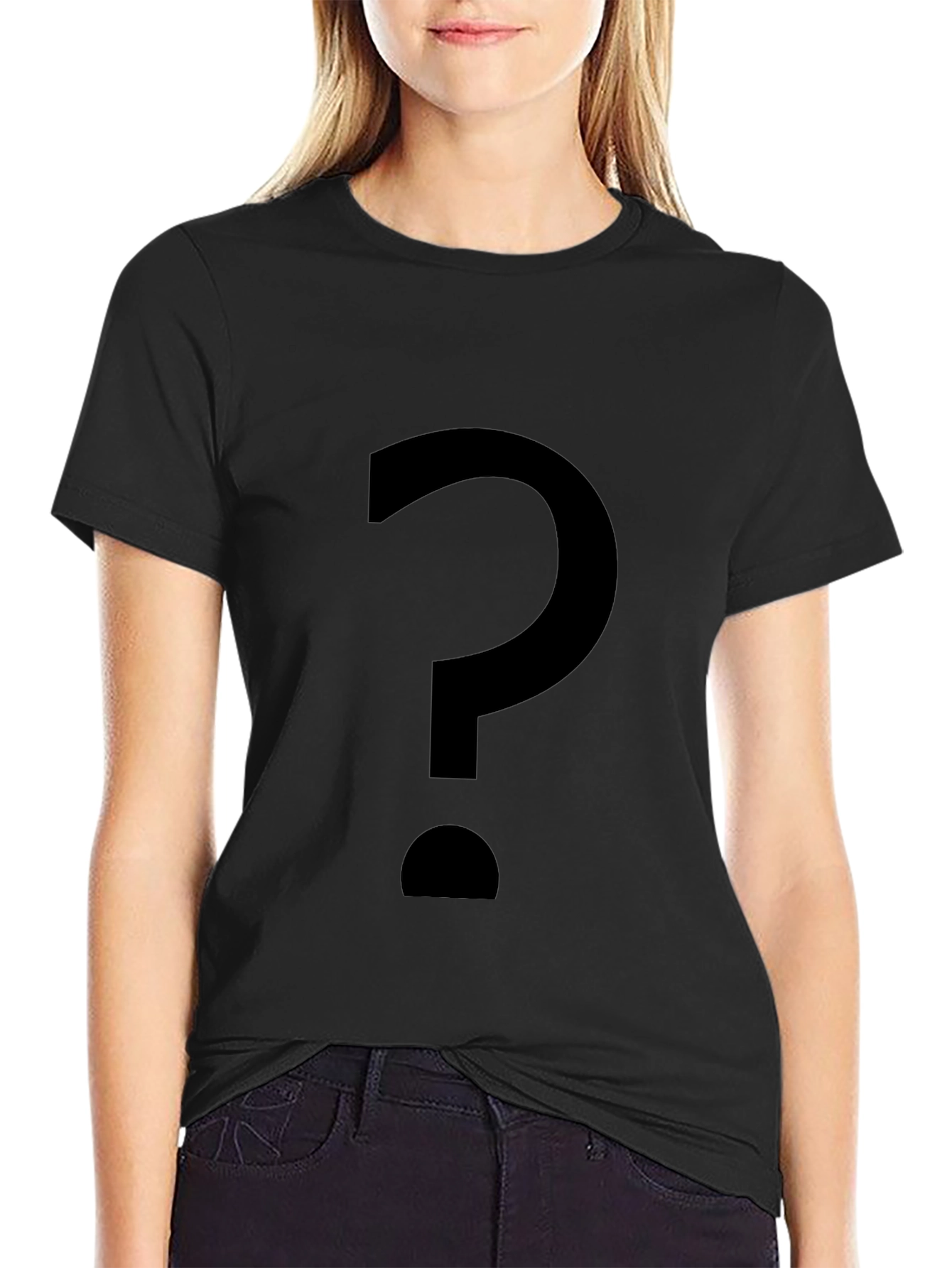 Mens Black T-Shirt with Question Mark