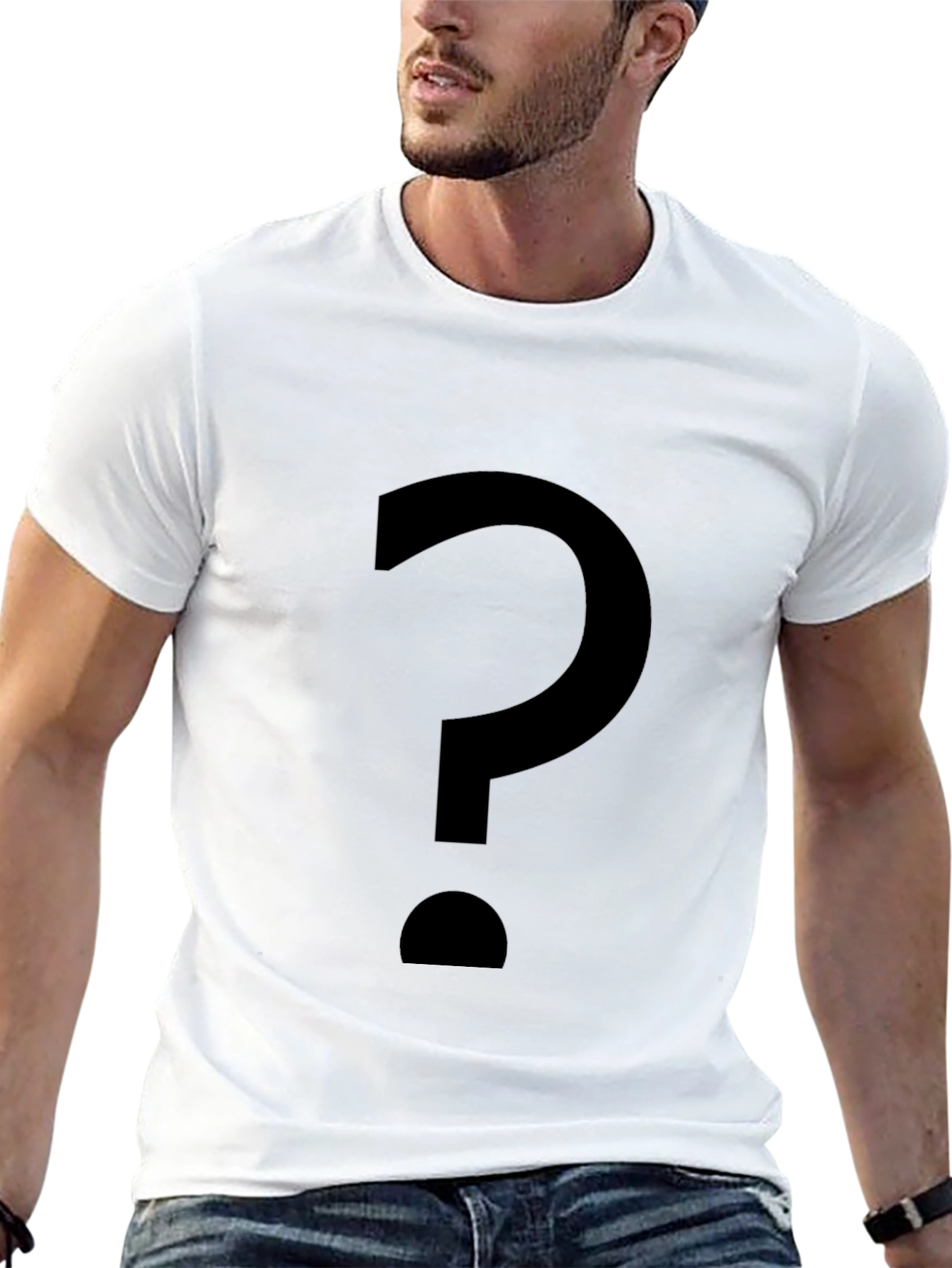 Mens Black T-Shirt with Question Mark