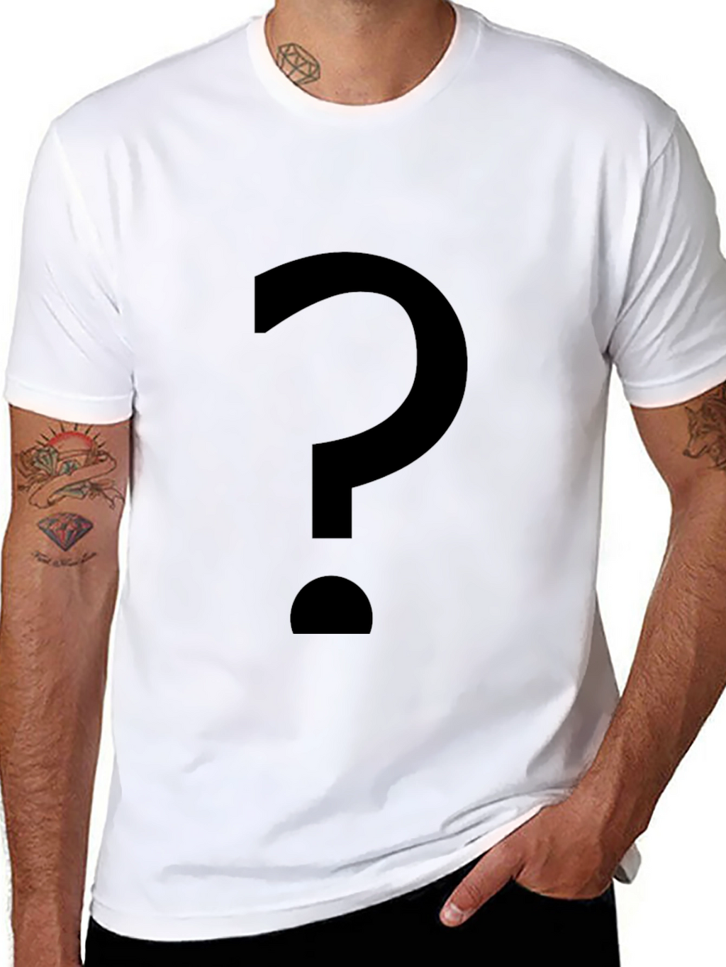 Mens Black T-Shirt with Question Mark