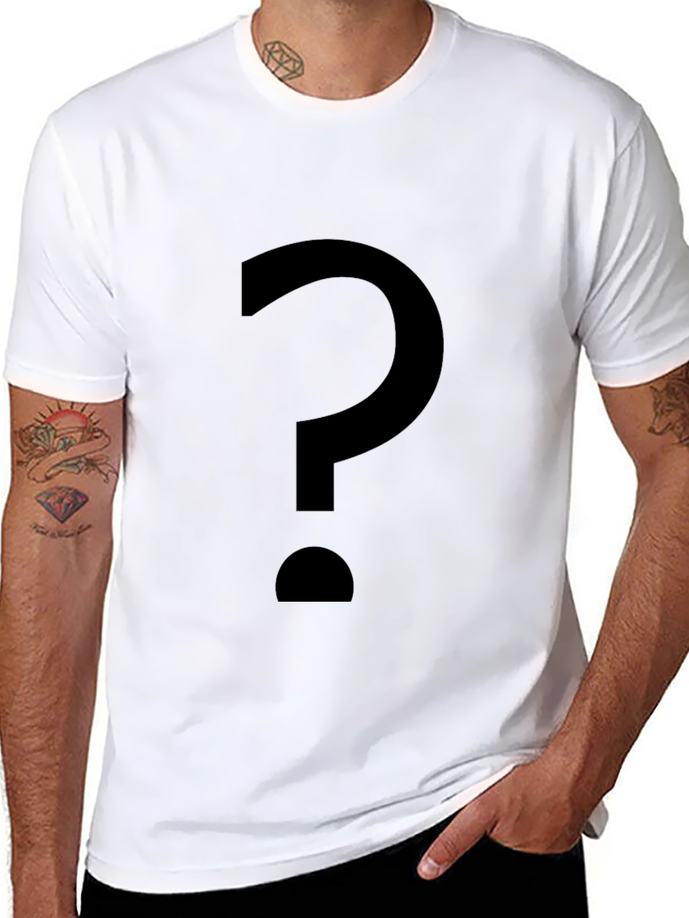 Mens Black T-Shirt with Question Mark