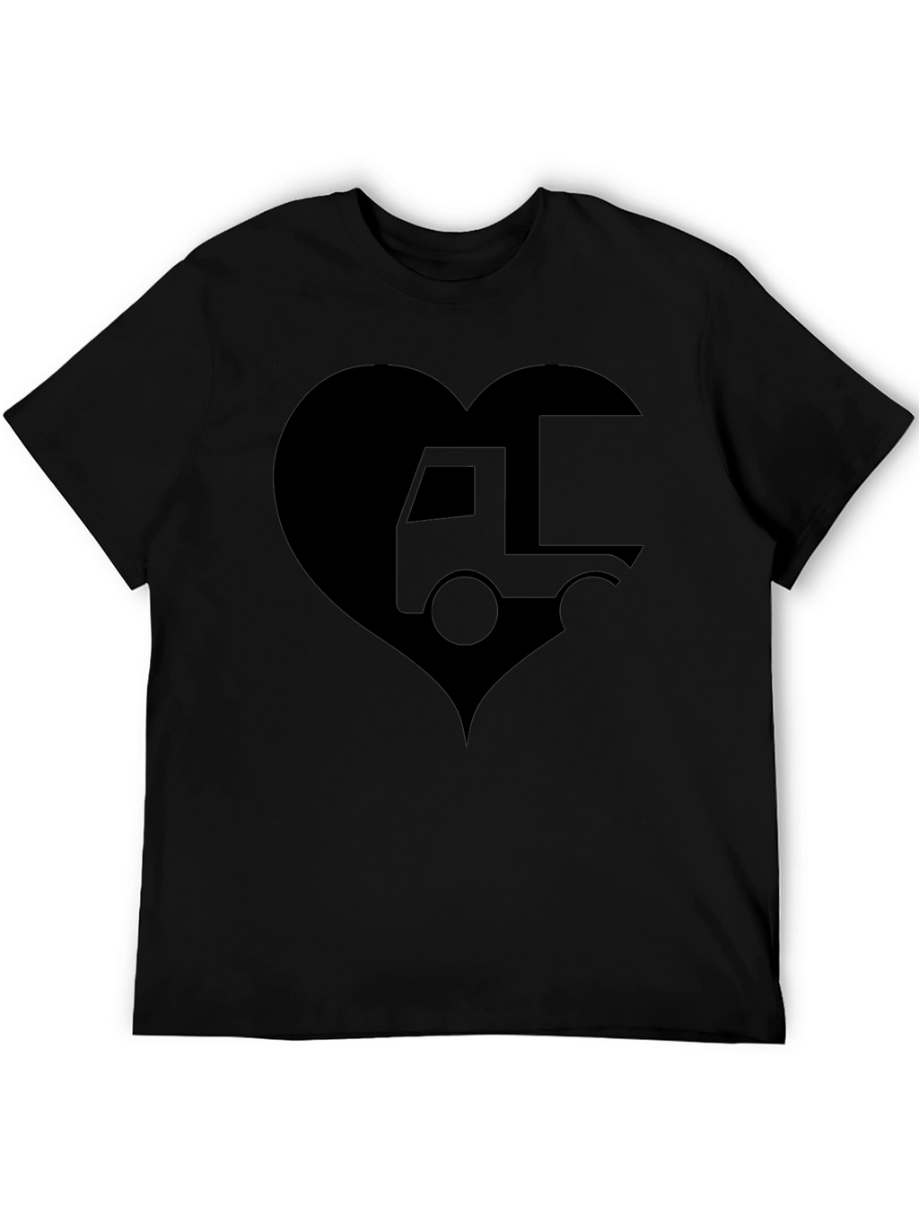 Truck Love Heart T-Shirt - Black Graphic Tee