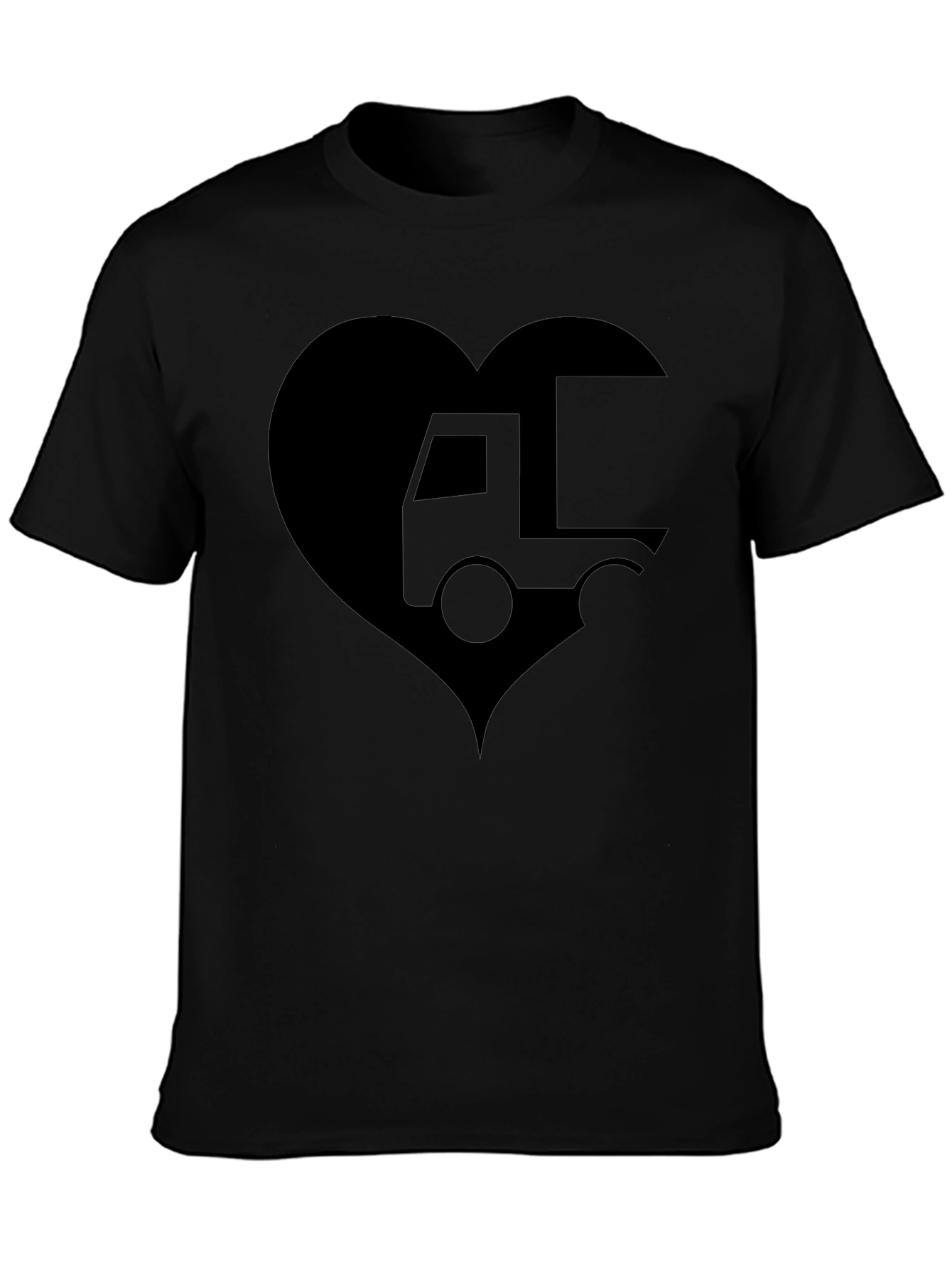 Truck Love Heart T-Shirt - Black Graphic Tee