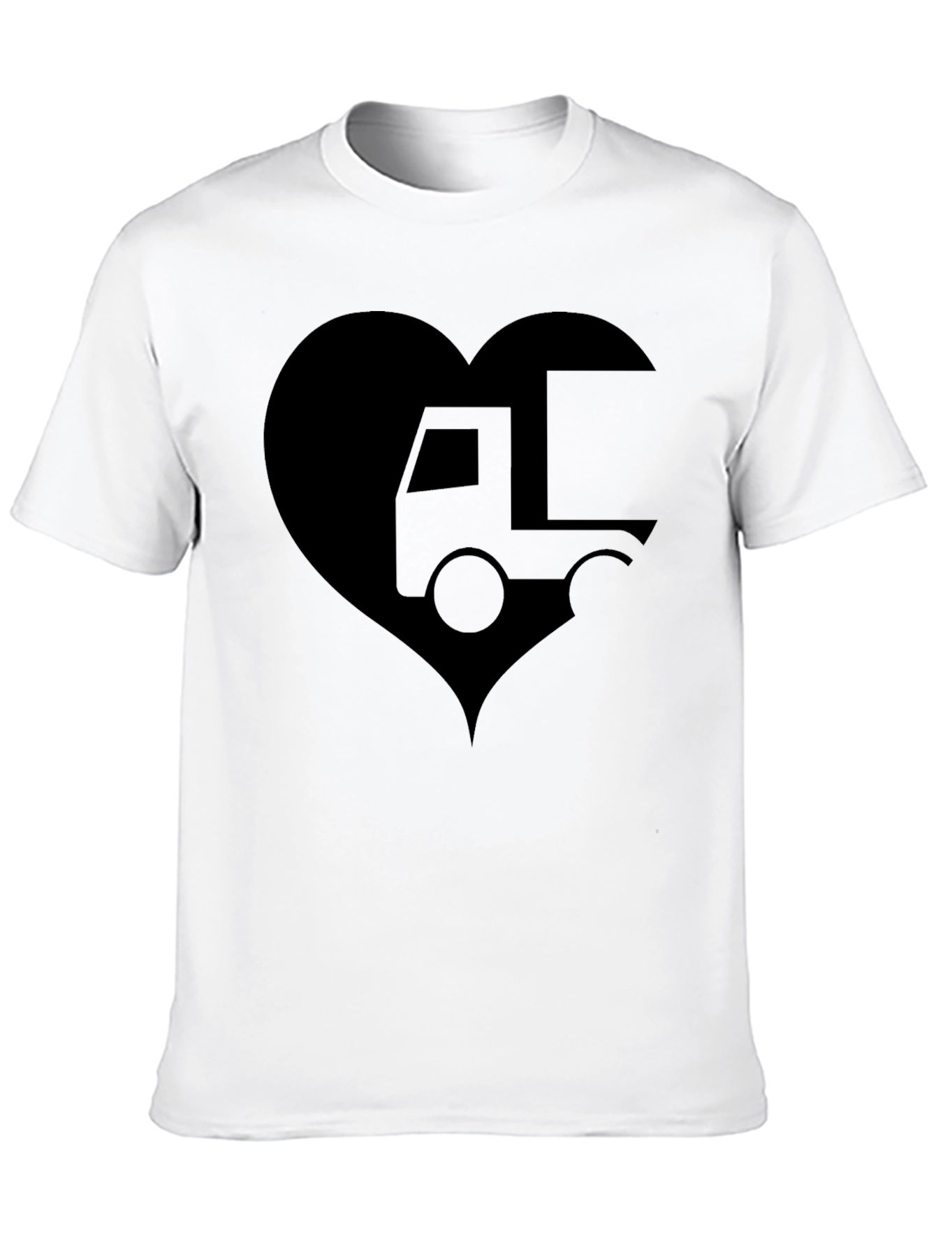 Truck Love Heart T-Shirt - Black Graphic Tee