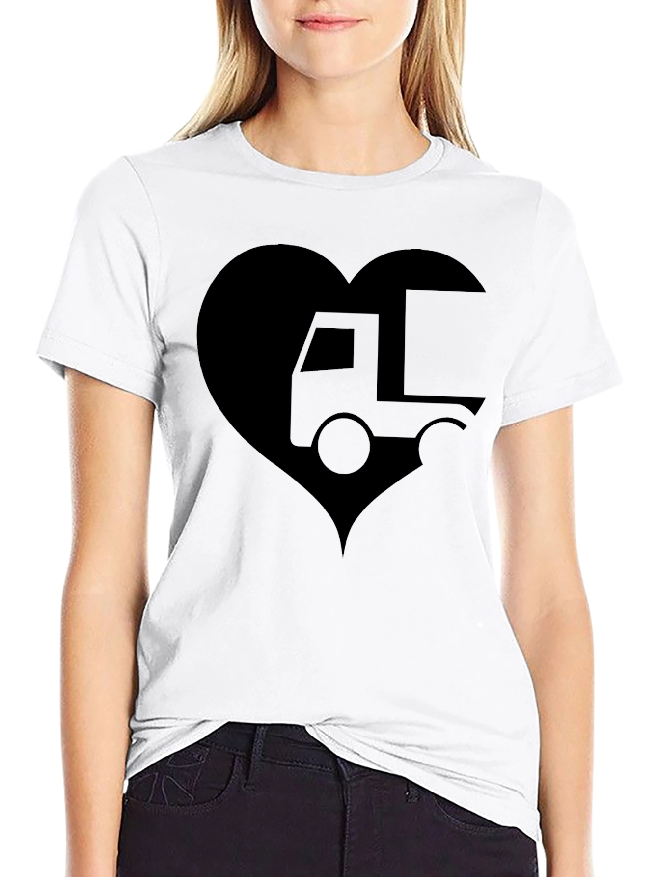 Truck Love Heart T-Shirt - Black Graphic Tee