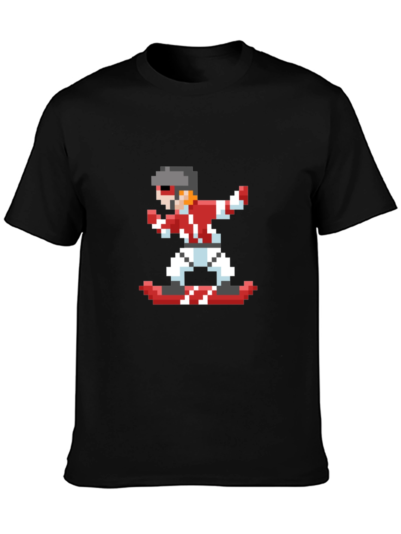 Pixel Snowboarder Black T-Shirt