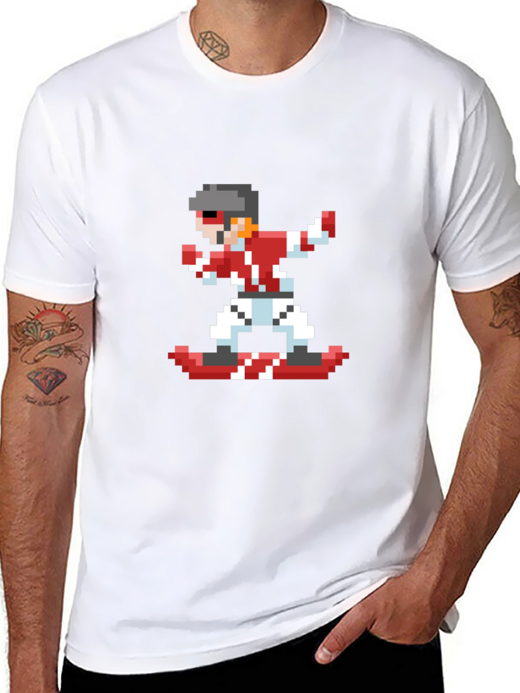 Pixel Snowboarder Black T-Shirt