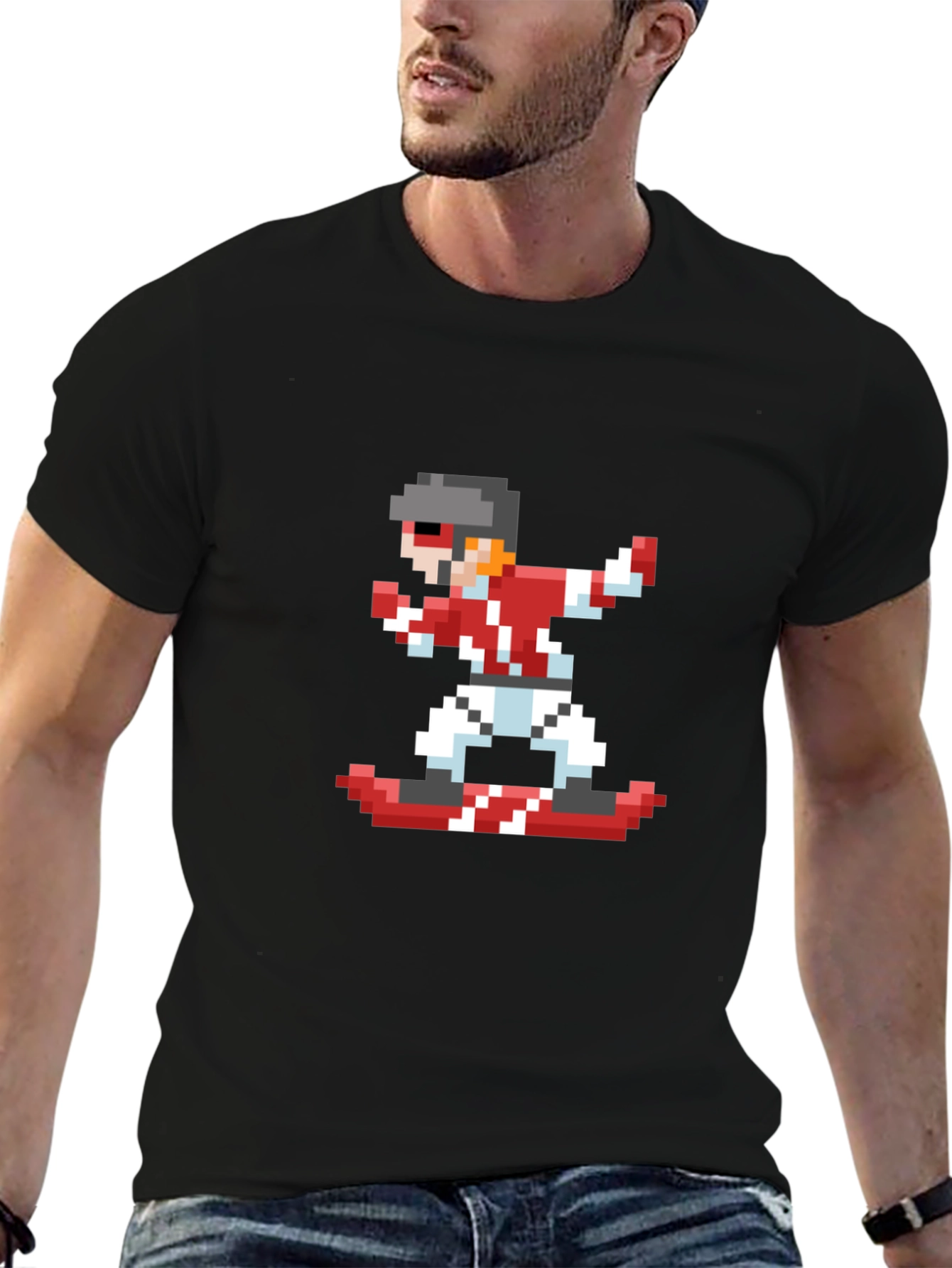 Pixel Snowboarder Black T-Shirt