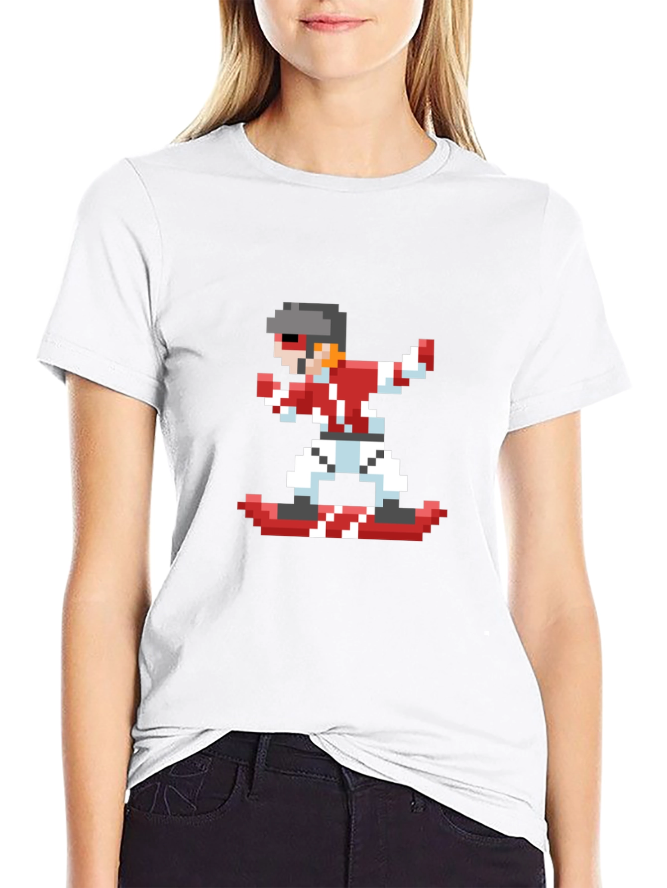 Pixel Snowboarder Black T-Shirt