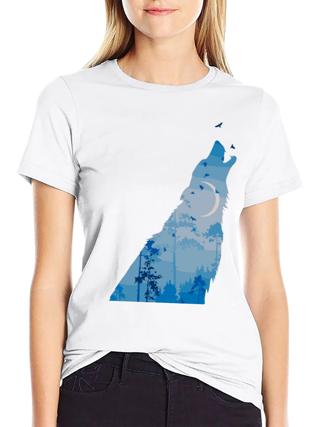 Wolf Moon Forest Graphic Tee - Black T-Shirt