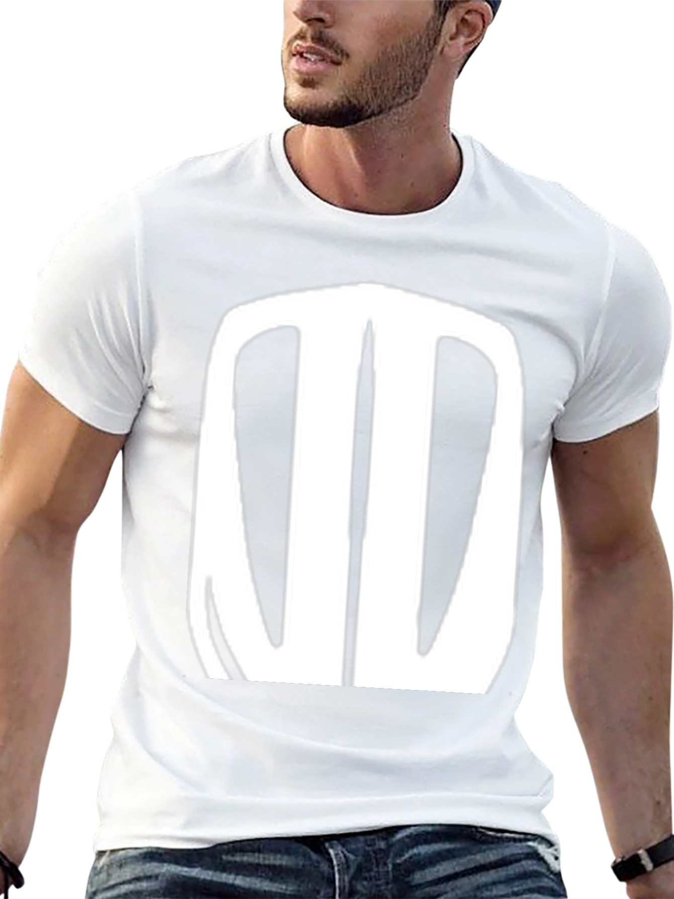 Black T-Shirt with Abstract White Design