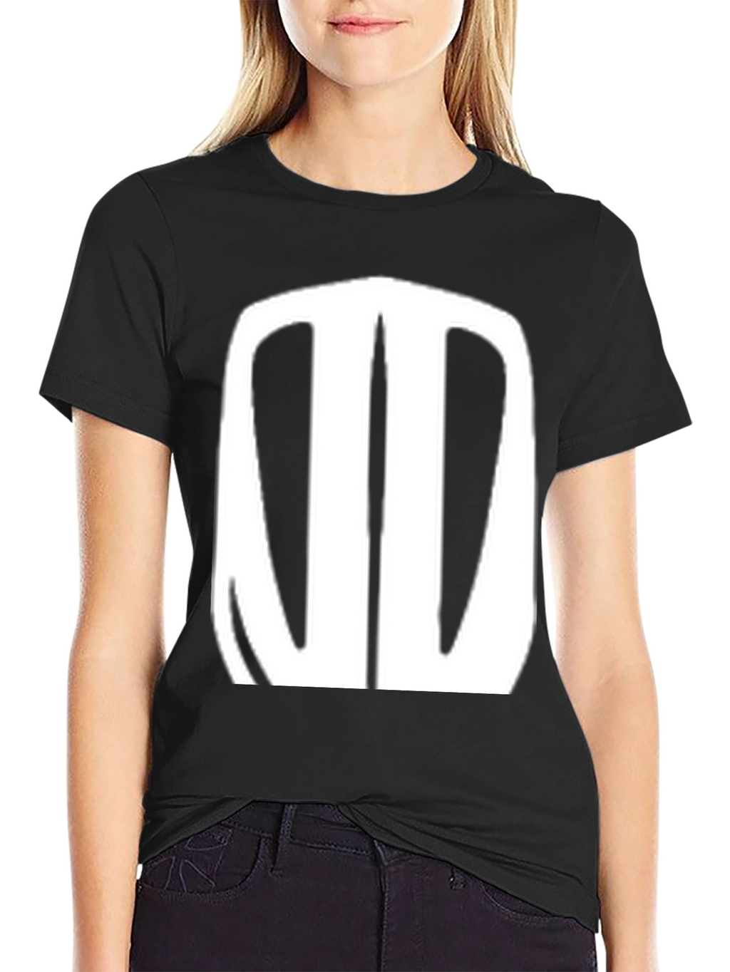 Black T-Shirt with Abstract White Design