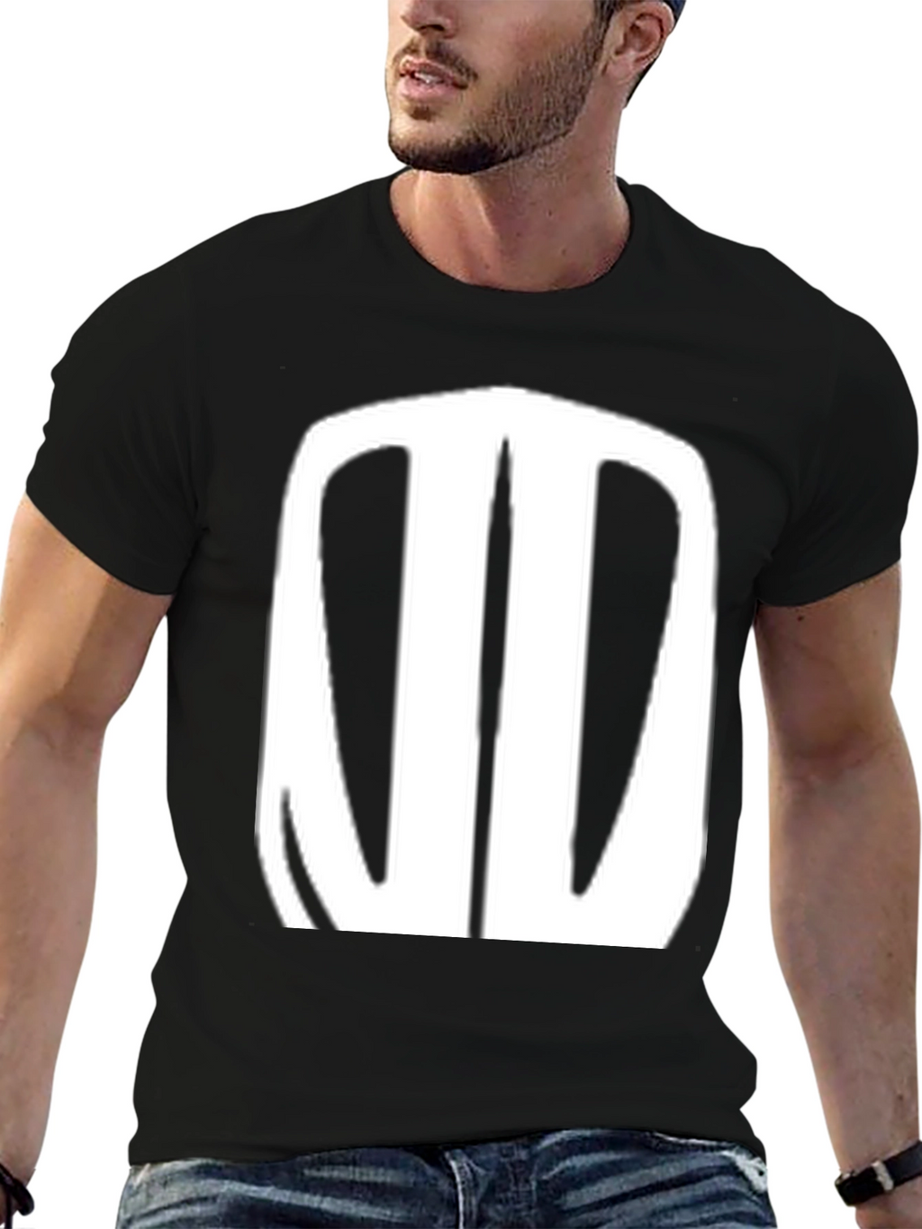Black T-Shirt with Abstract White Design