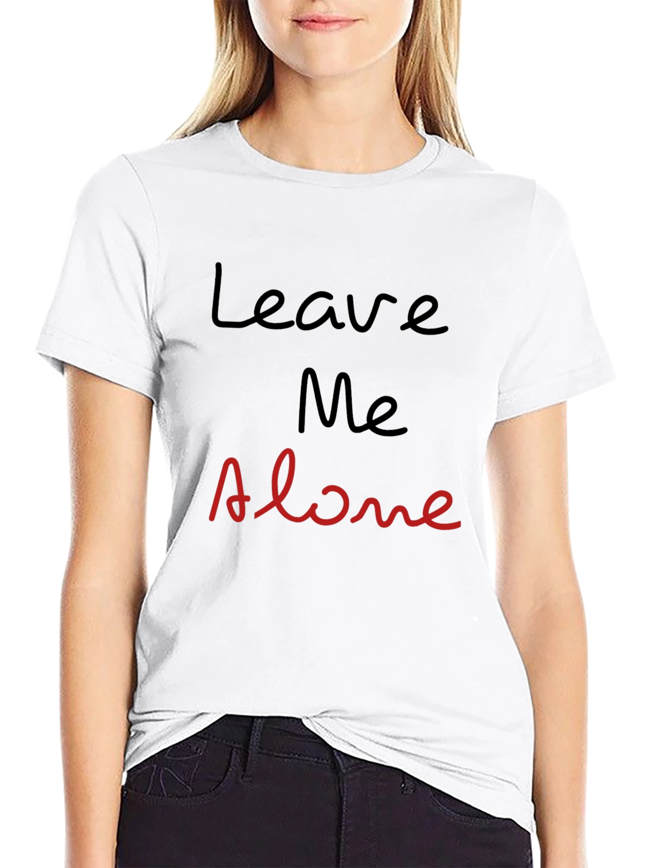 Leave Me Alone Graphic Tee - Black Cotton T-Shirt