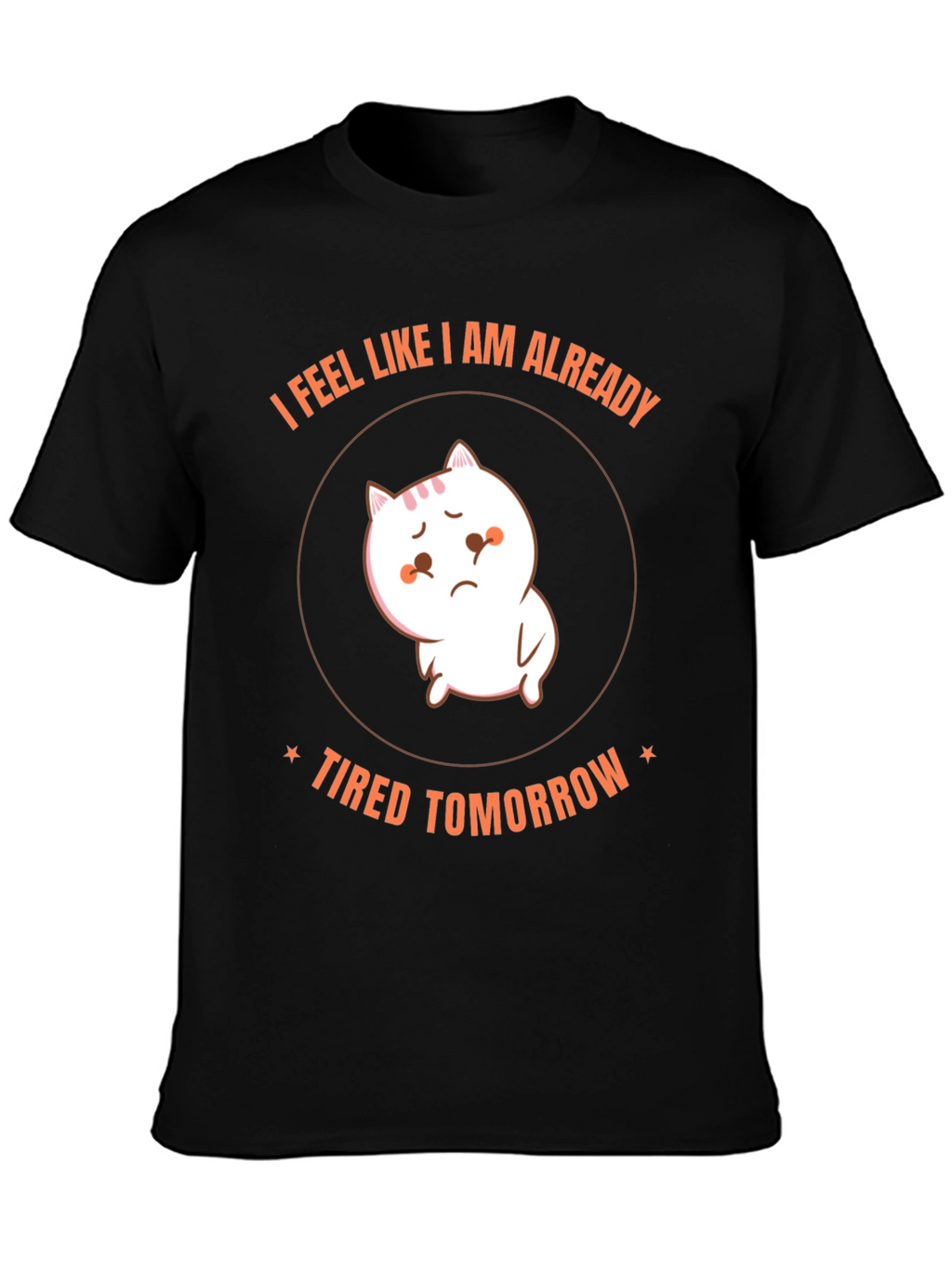 Funny Tired Cat Graphic T-Shirt