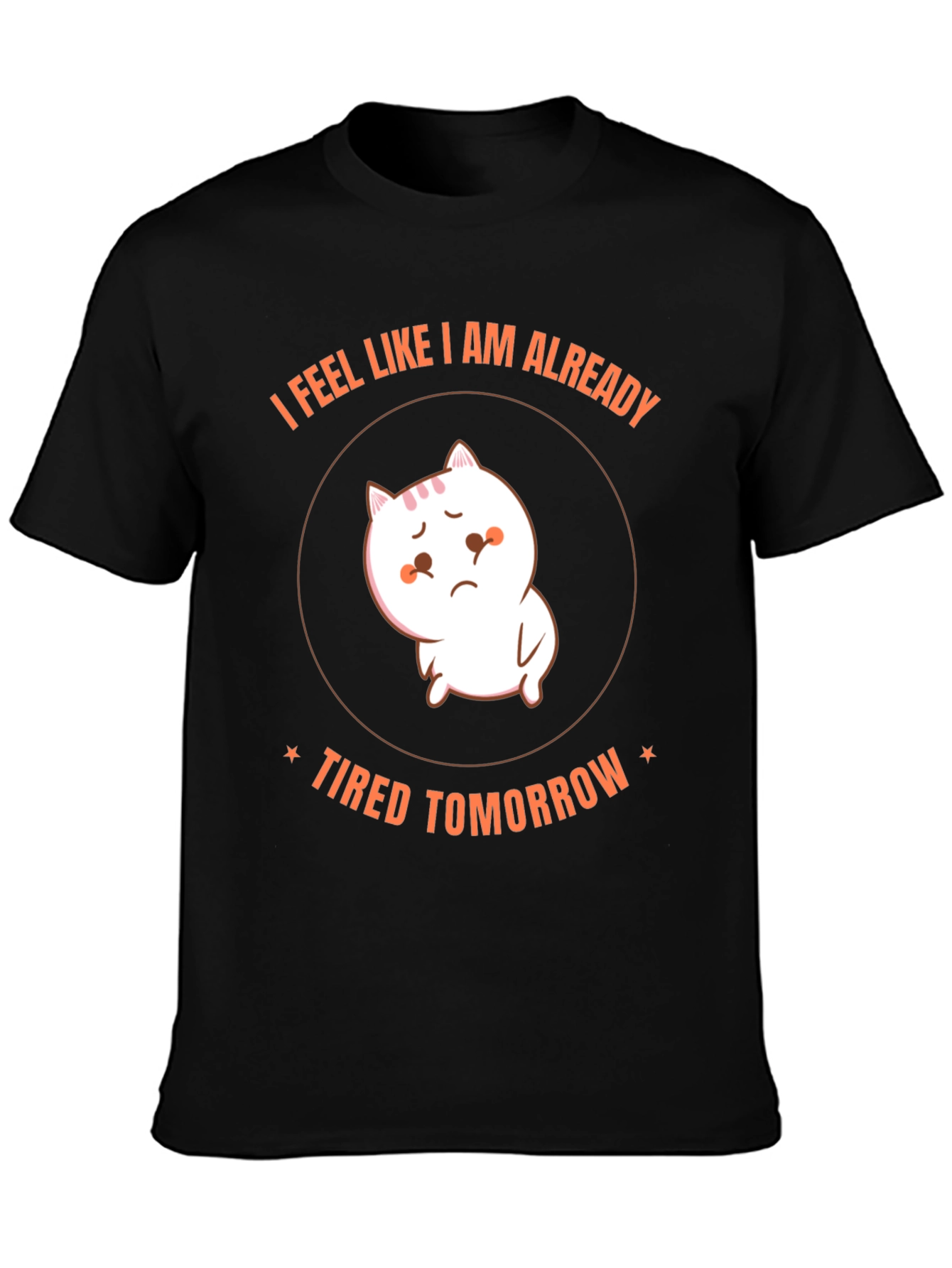 Funny Tired Cat Graphic T-Shirt