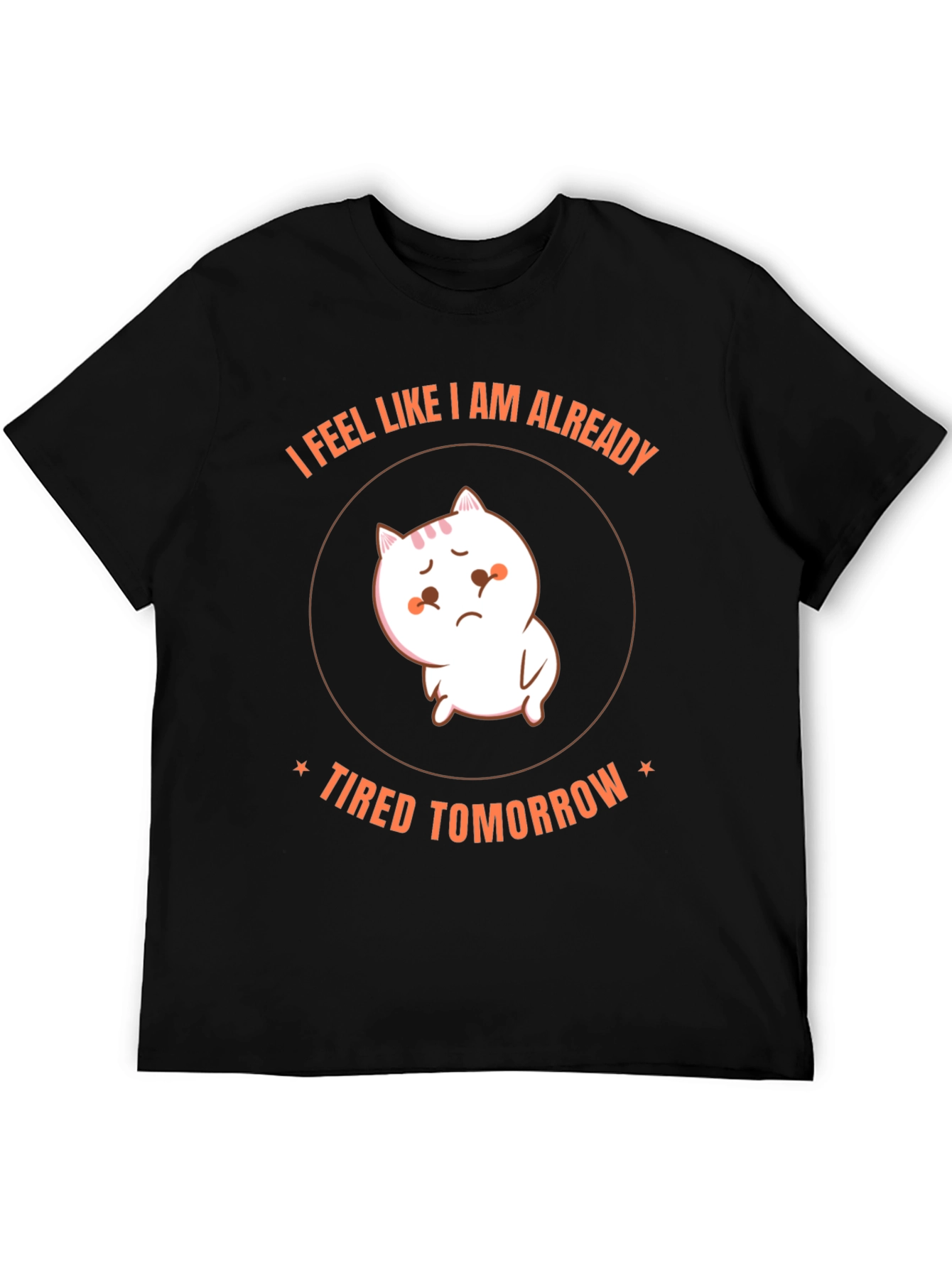 Funny Tired Cat Graphic T-Shirt