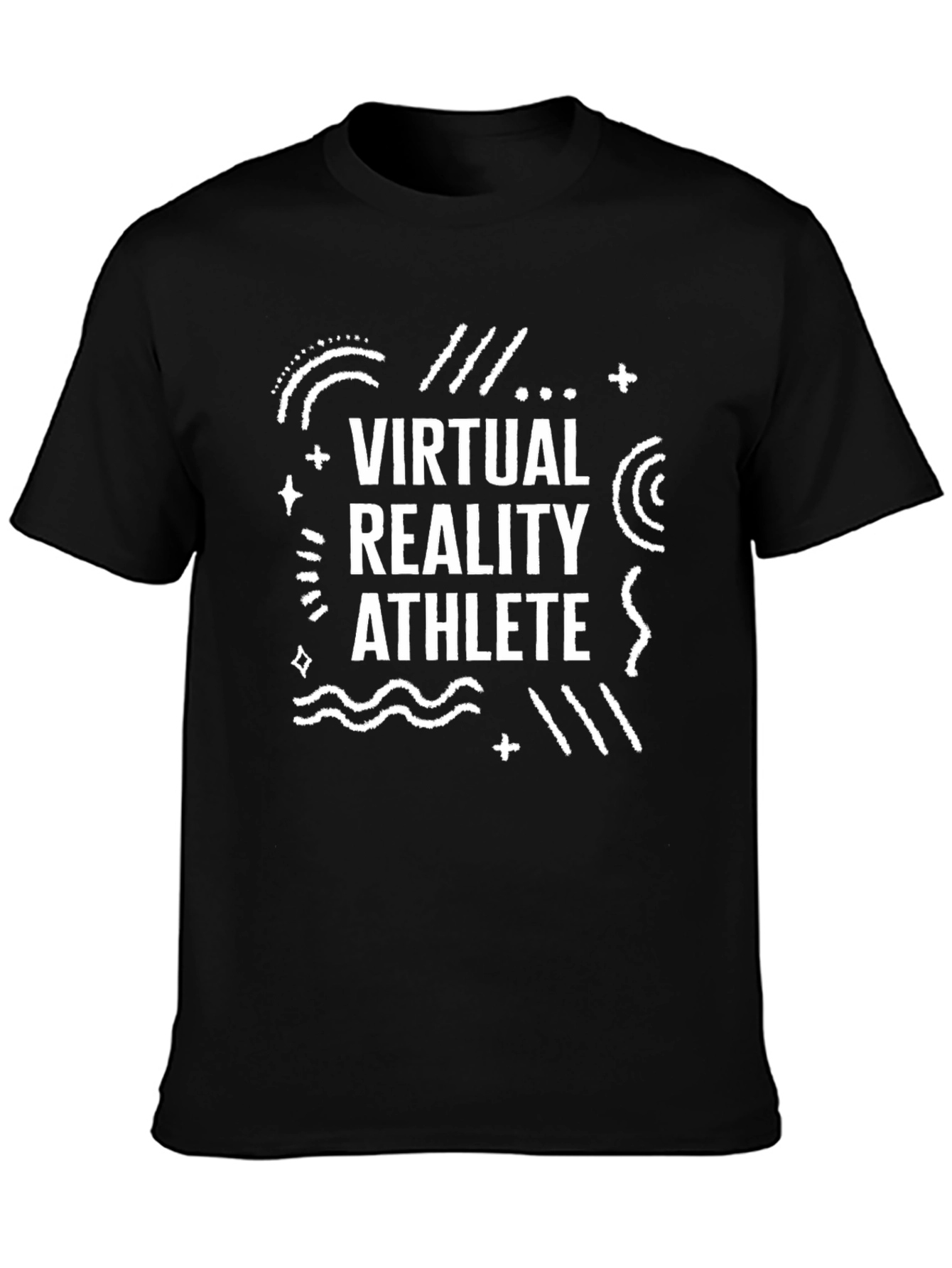 Virtual Reality Athlete Graphic Tee - Black Cotton T-Shirt