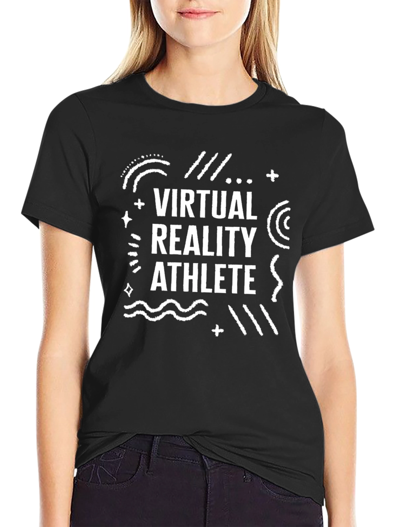 Virtual Reality Athlete Graphic Tee - Black Cotton T-Shirt