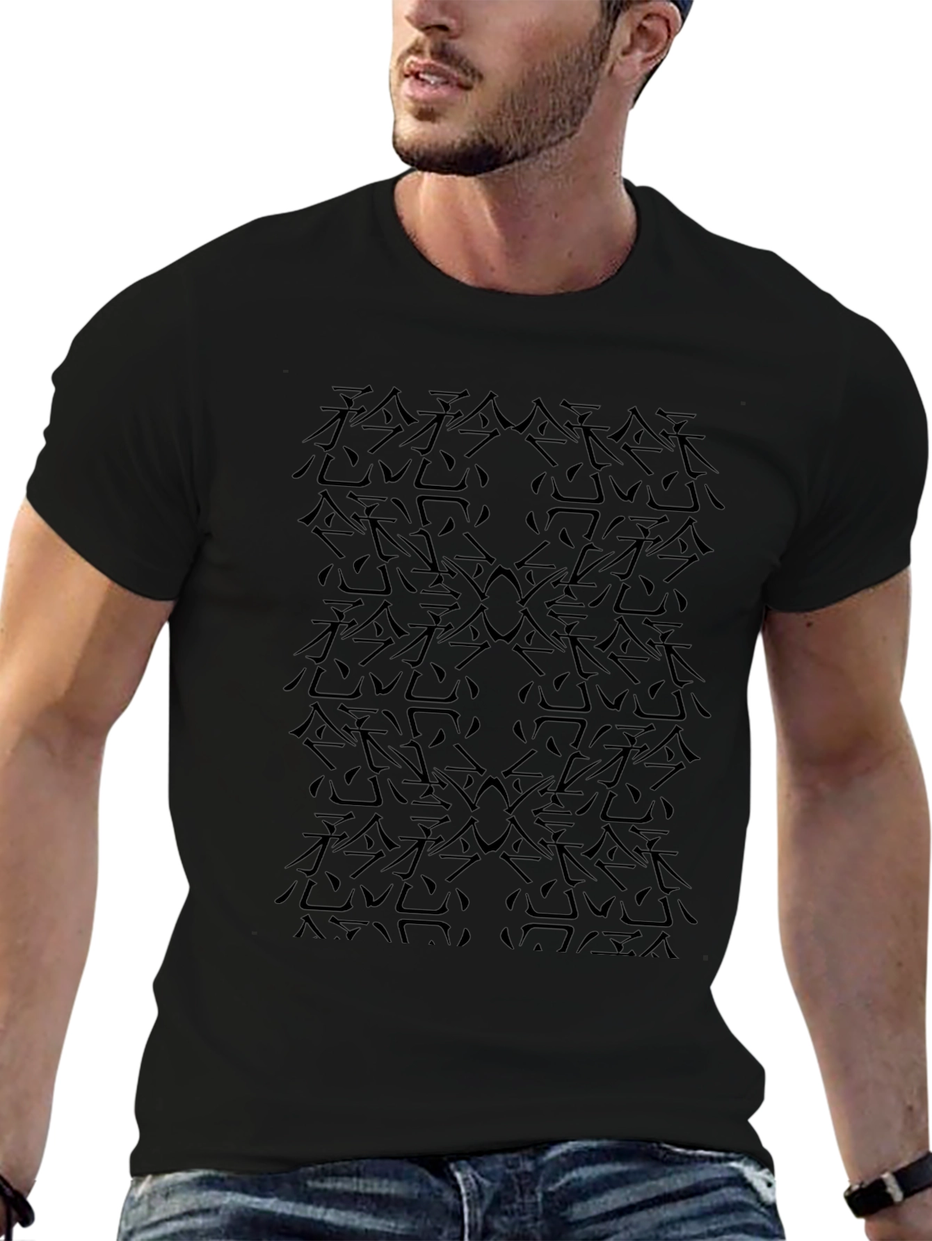 Modern Black Patterned T-Shirt