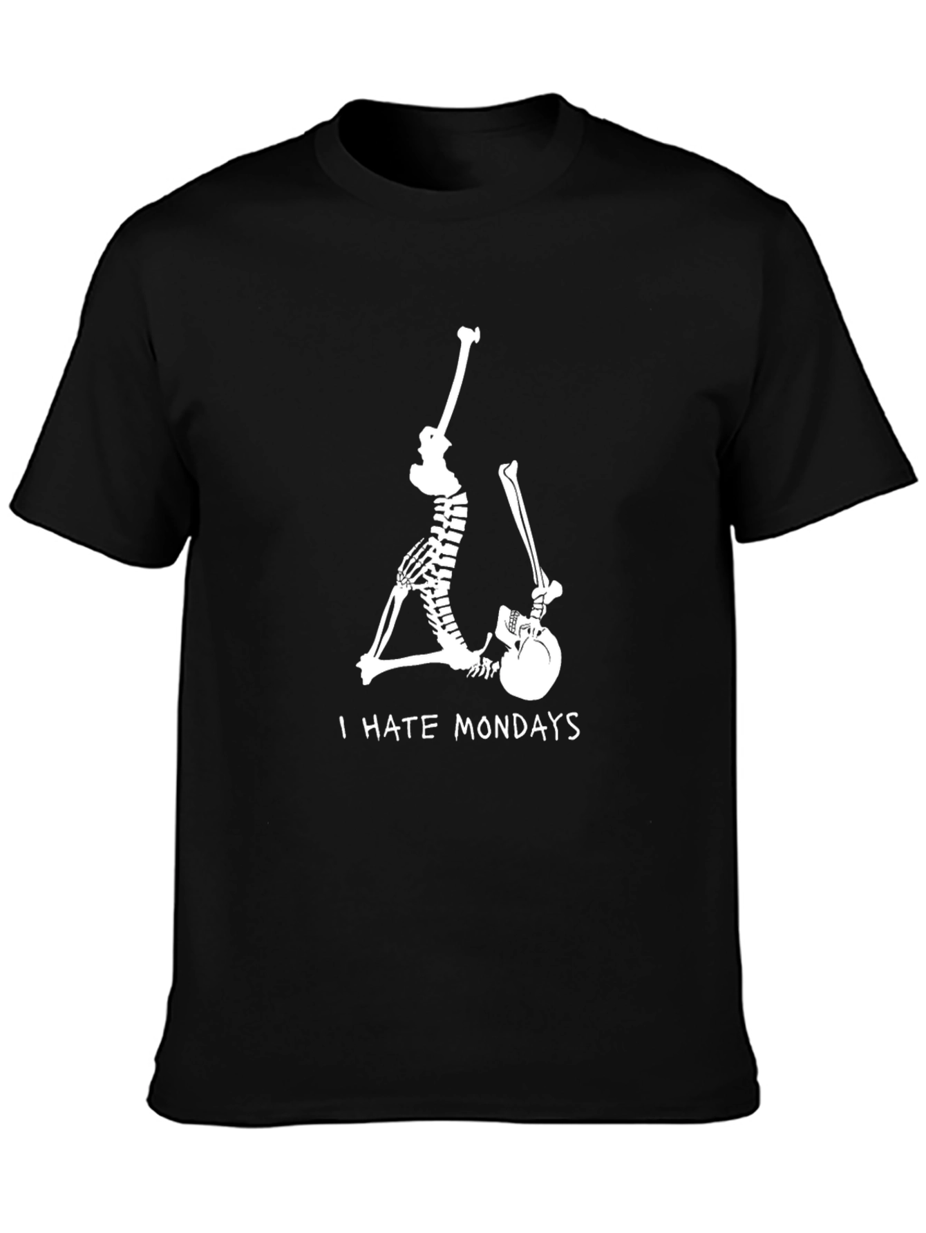 Skeleton I Hate Mondays Black Graphic Tee