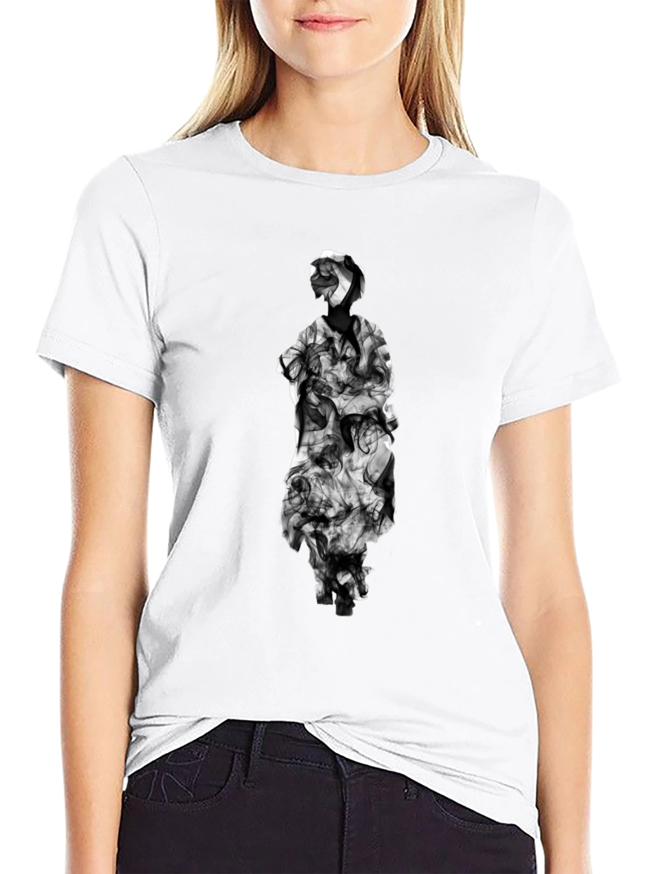 Smoke Statue Graphic Tee - Modern Black T-Shirt