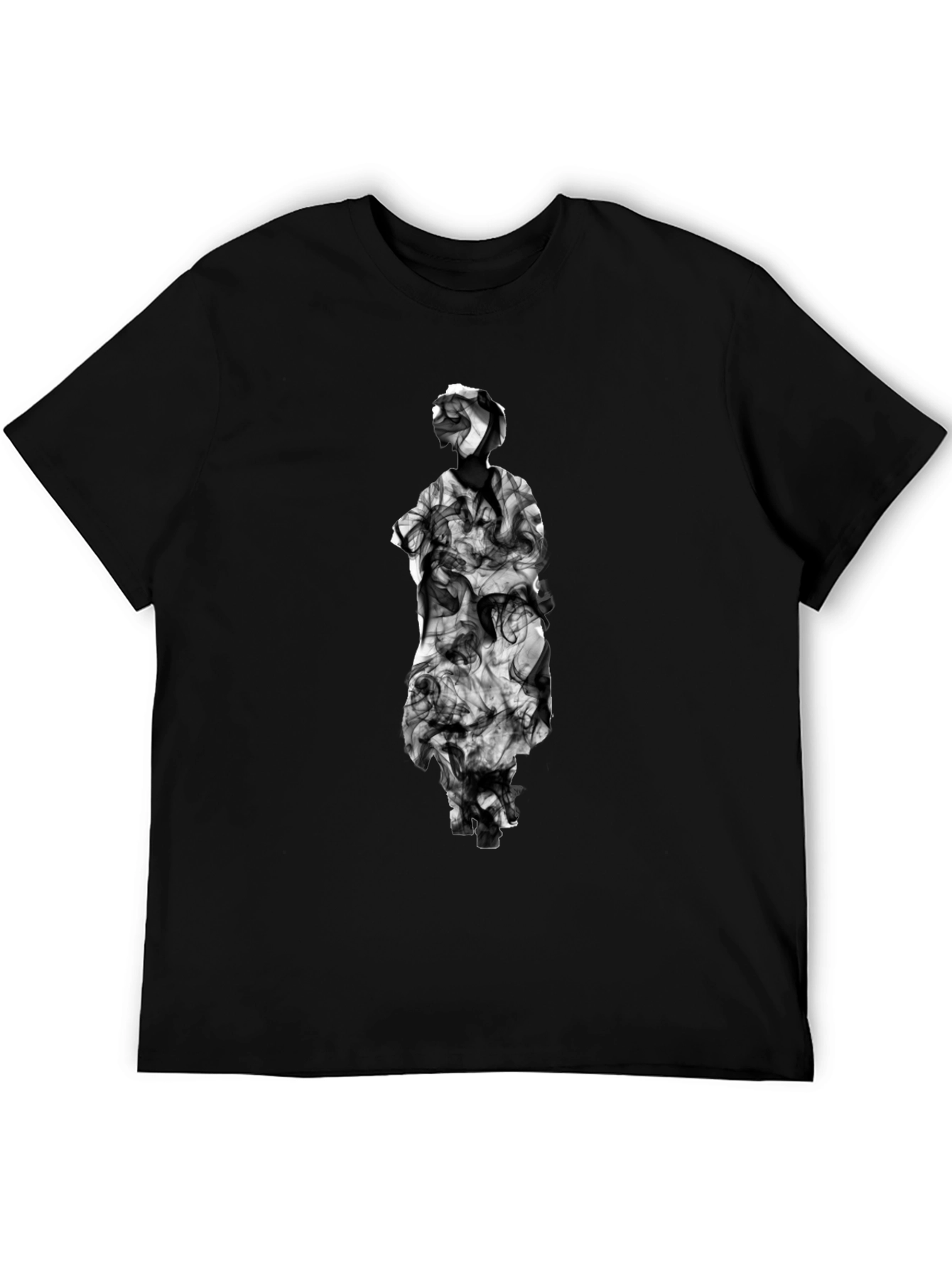 Smoke Statue Graphic Tee - Modern Black T-Shirt