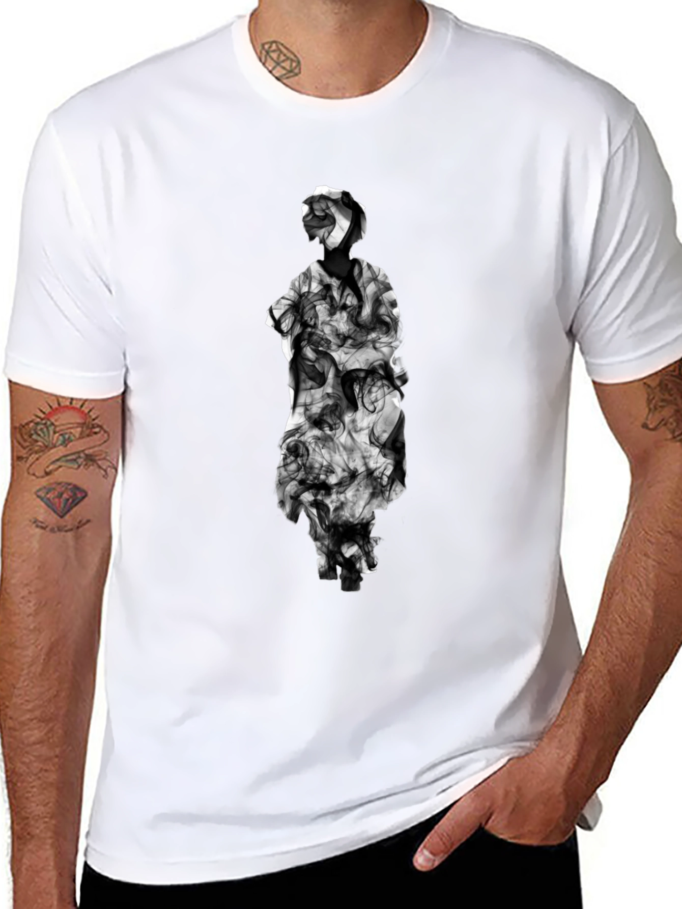 Smoke Statue Graphic Tee - Modern Black T-Shirt