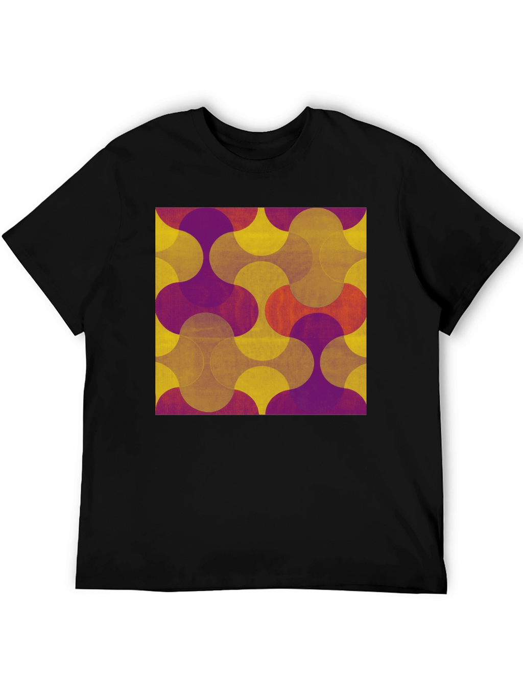 Retro Geometric Print Tee - Black
