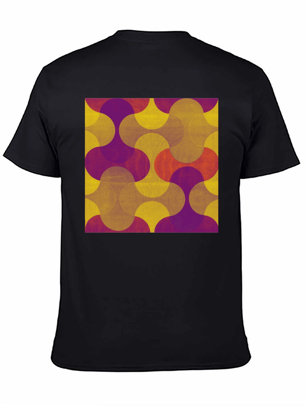 Retro Geometric Print Tee - Black