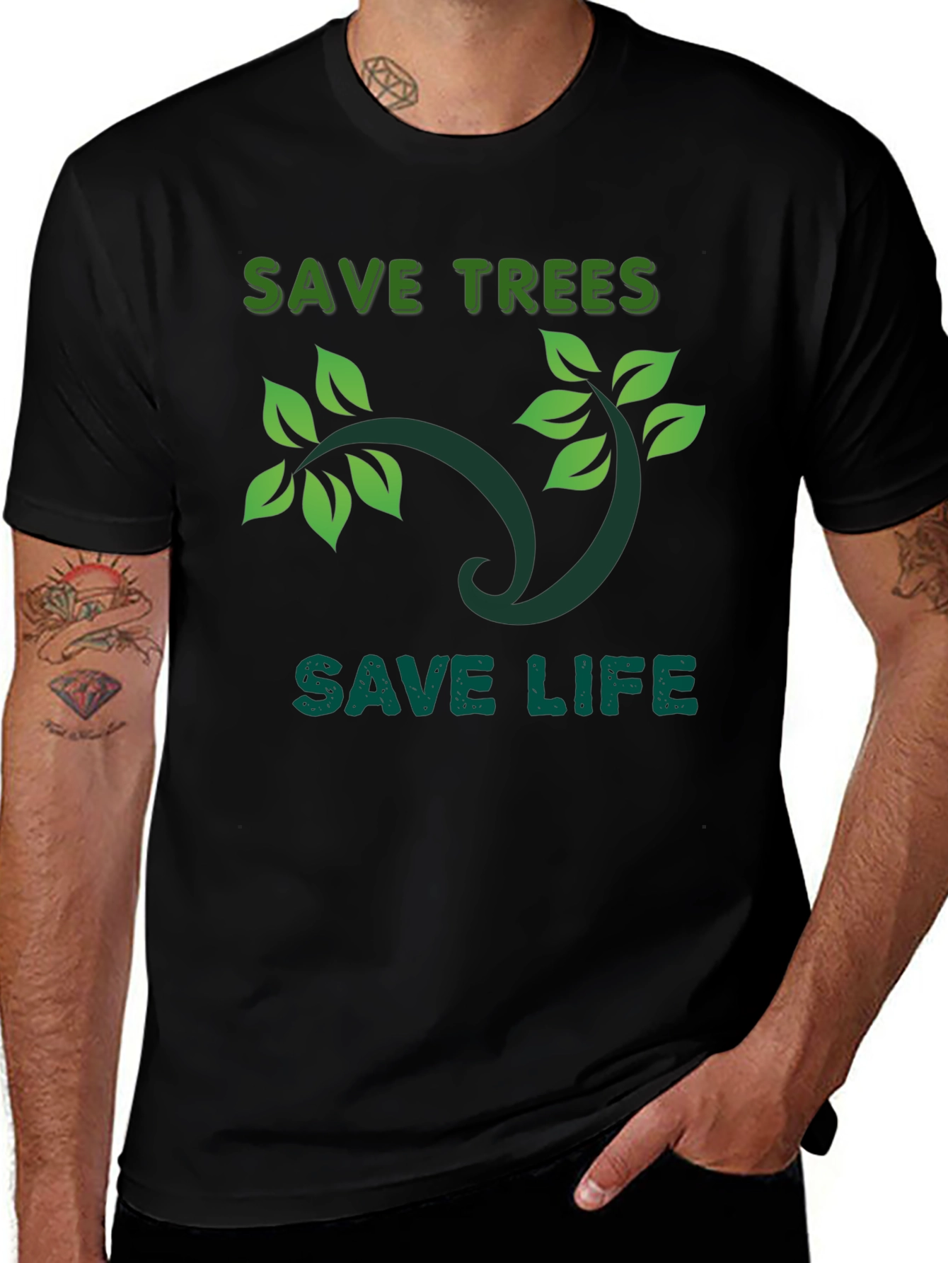 Eco-Friendly Save Trees Save Life Graphic T-Shirt