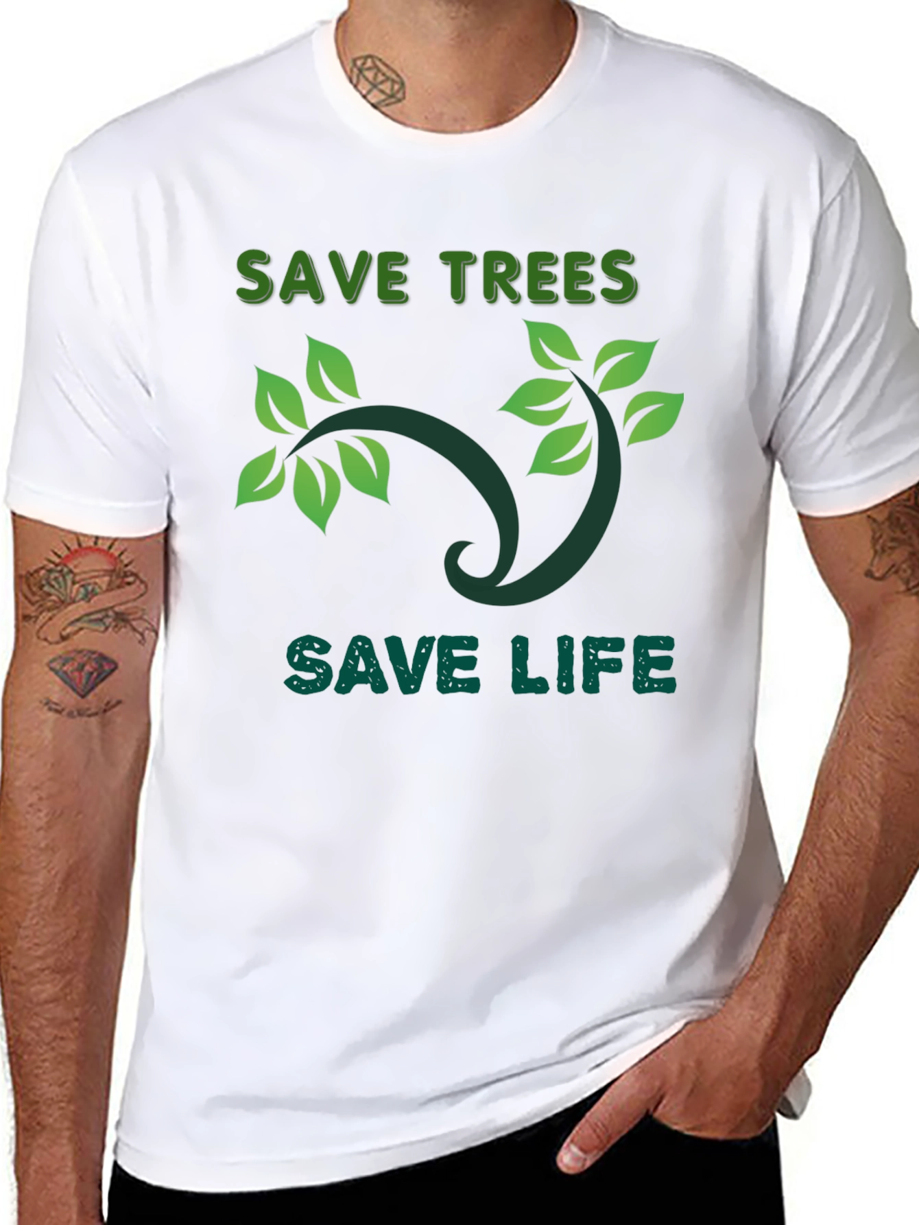 Eco-Friendly Save Trees Save Life Graphic T-Shirt