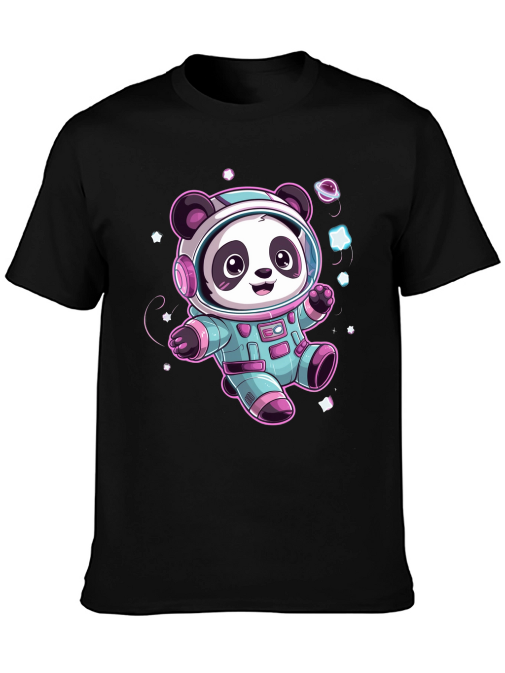 Astronaut Panda Black T-Shirt