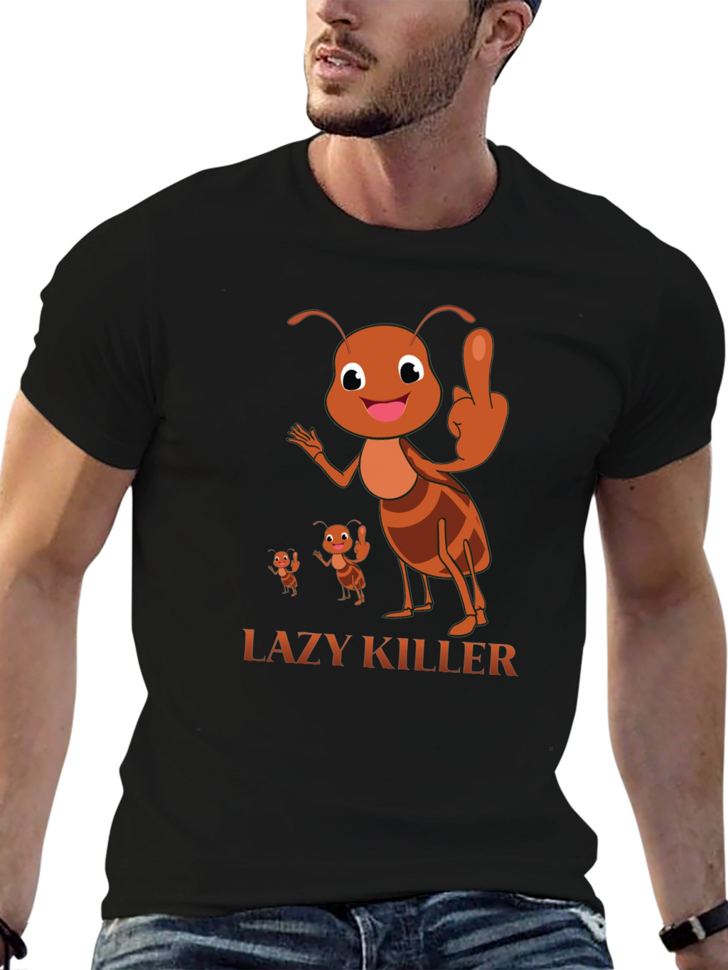 Lazy Killer Ant Graphic Tee - Mens Black T-Shirt