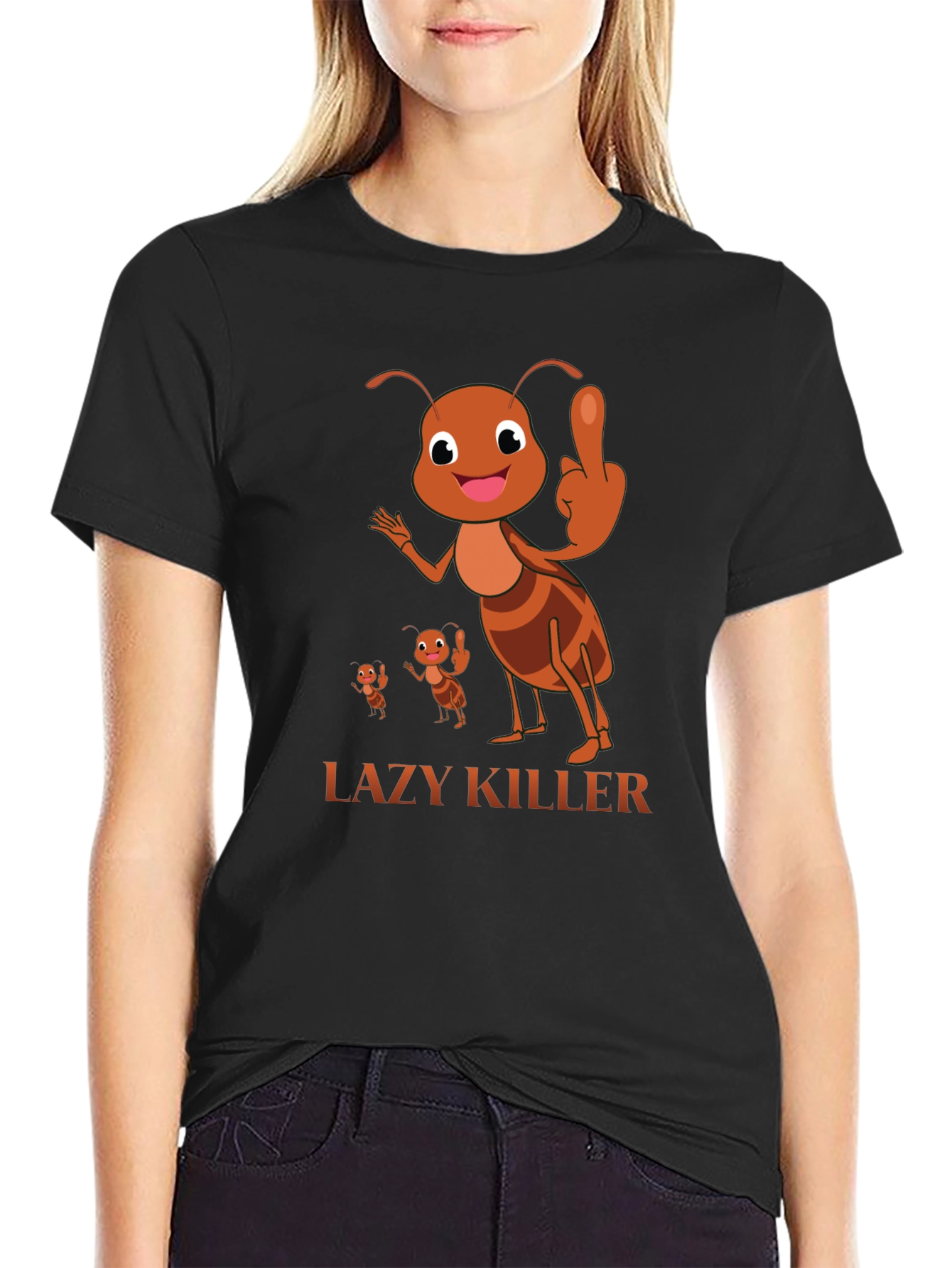Lazy Killer Ant Graphic Tee - Mens Black T-Shirt