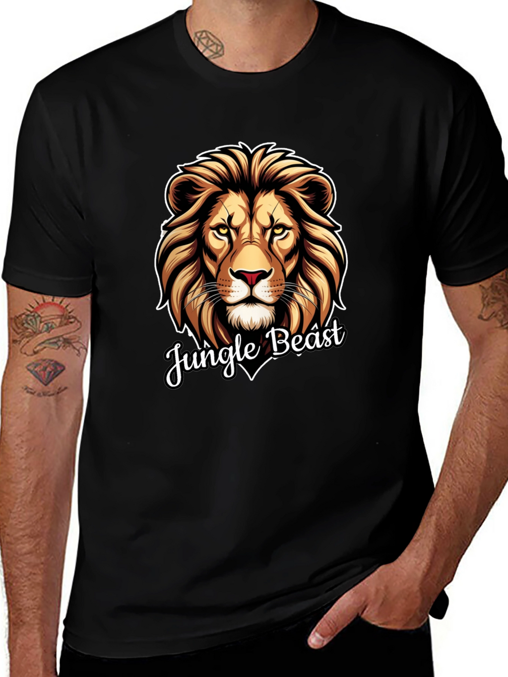 Jungle Beast Lion Graphic Tee - Cool Animal Design